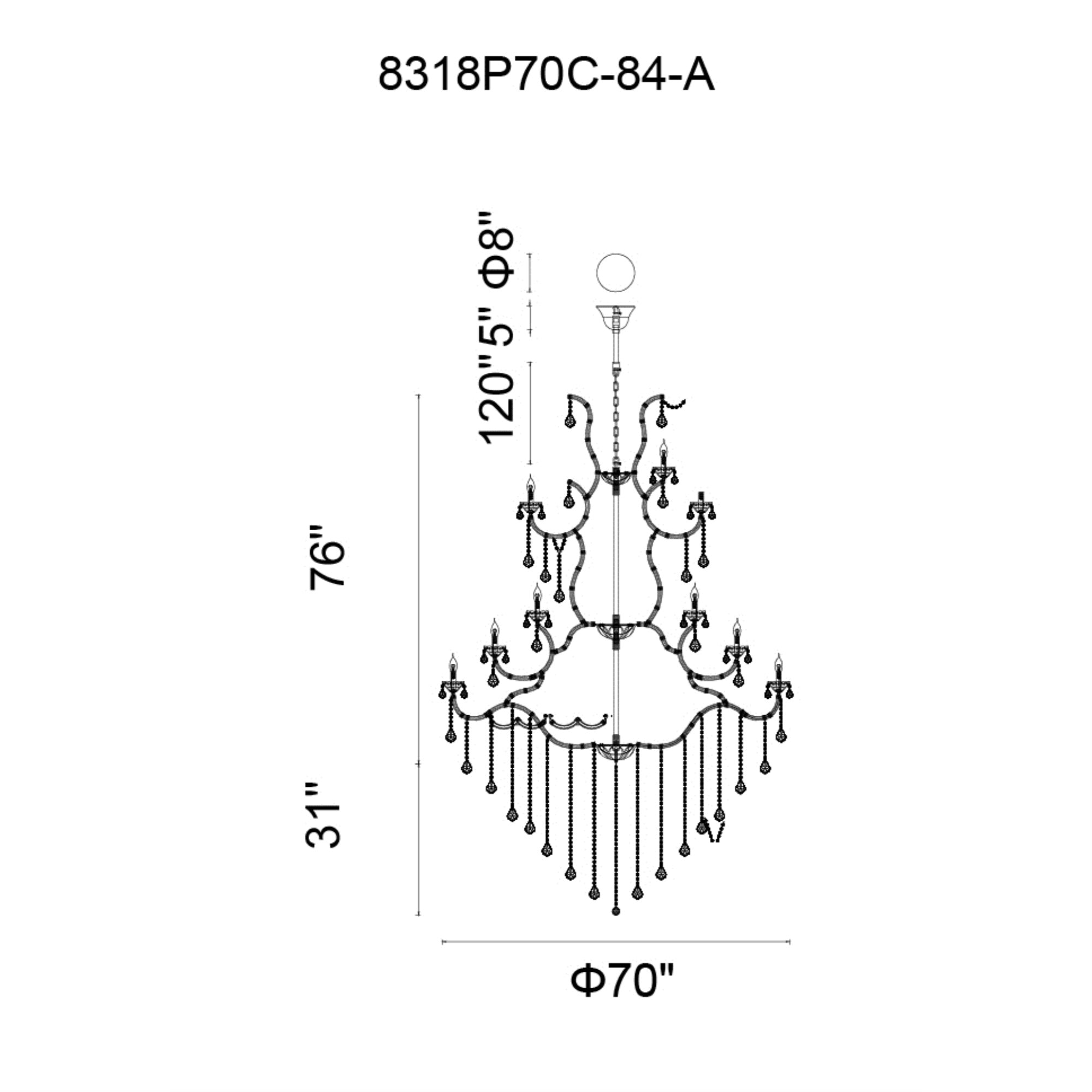 Cwi Lighting 84-Light Chrome Metal Chandelier - Elegant Traditional Design