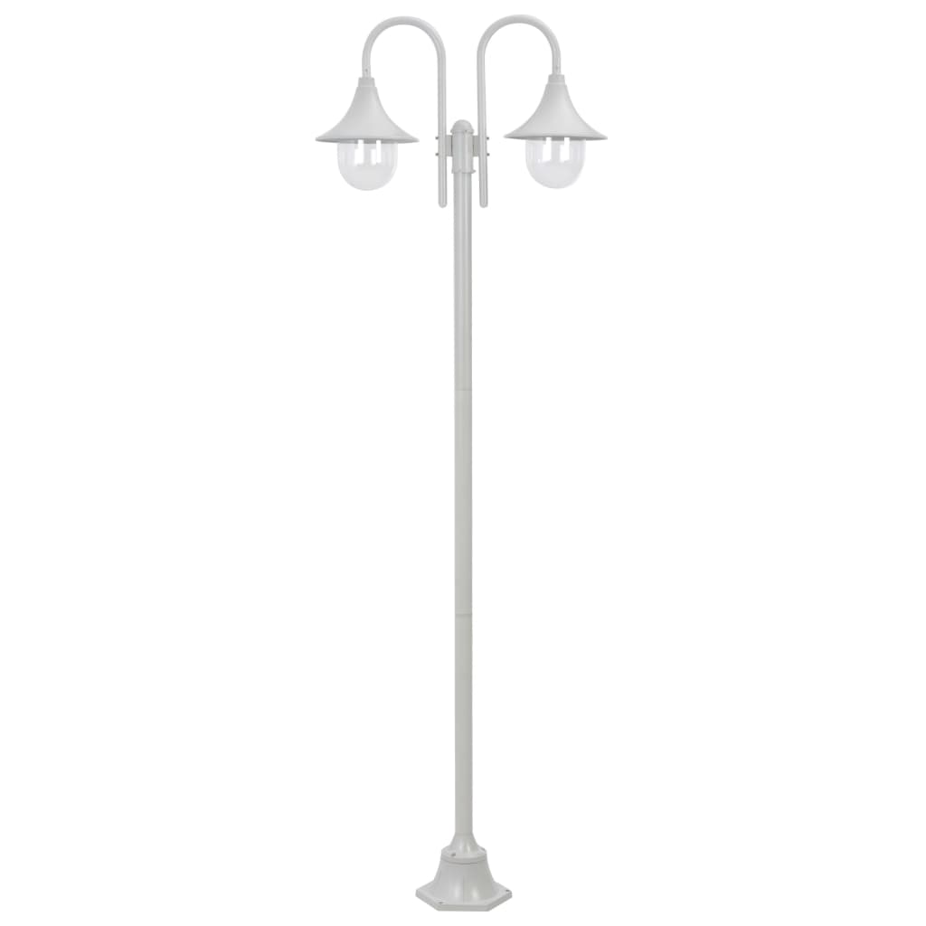 vidaXL Garden Post Light E27 220 cm Aluminium 2-Lantern White