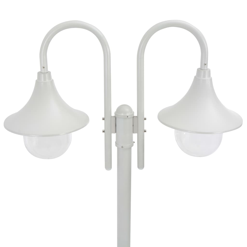 vidaXL Garden Post Light E27 220 cm Aluminium 2-Lantern White