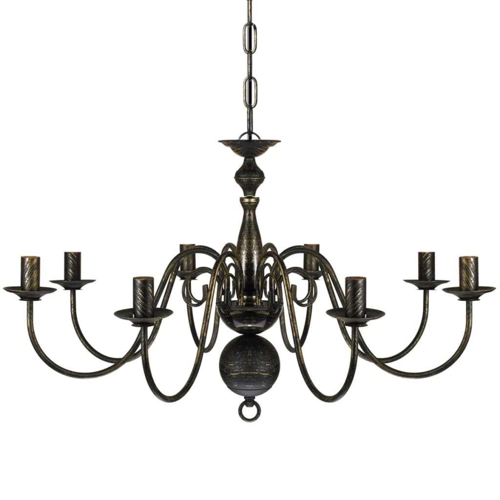 vidaXL Antique Black Metal Chandelier 8 x E14 Bulbs