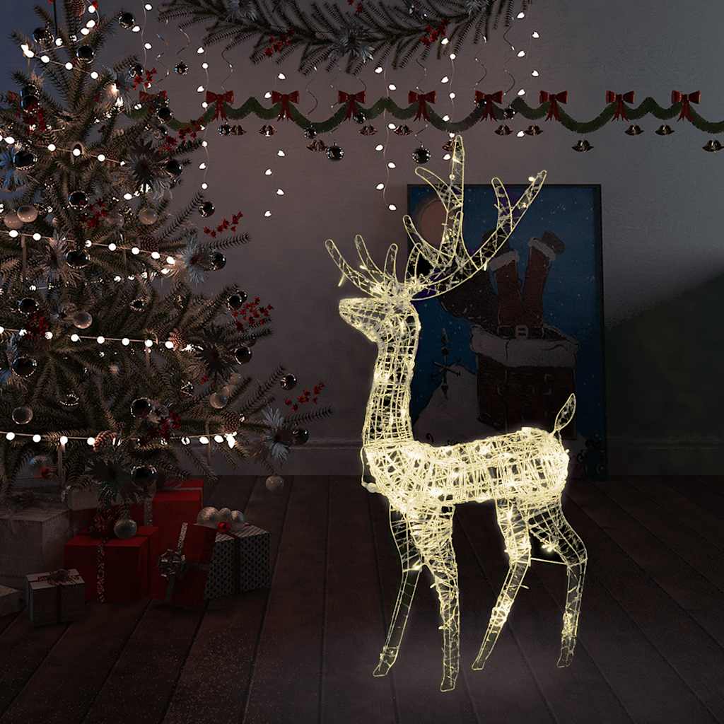 vidaXL Acrylic Reindeer Christmas Decoration - 4 ft, Warm White, 140 LEDs, Indoor/Outdoor, 8 Lighting Modes, Model 329781