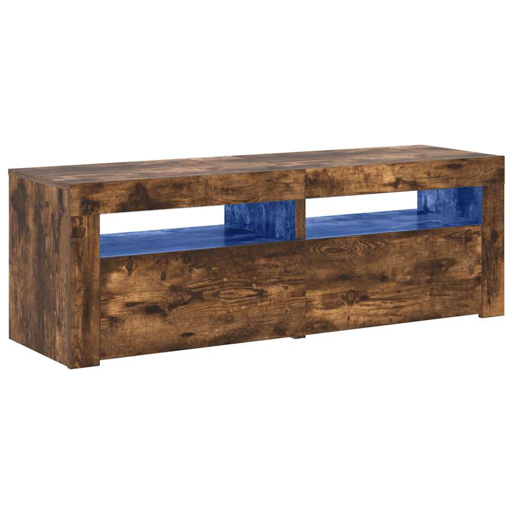 vidaXL TV Cabinet with LED Lights Smoked Oak 47.2''x13.8''x15.7''