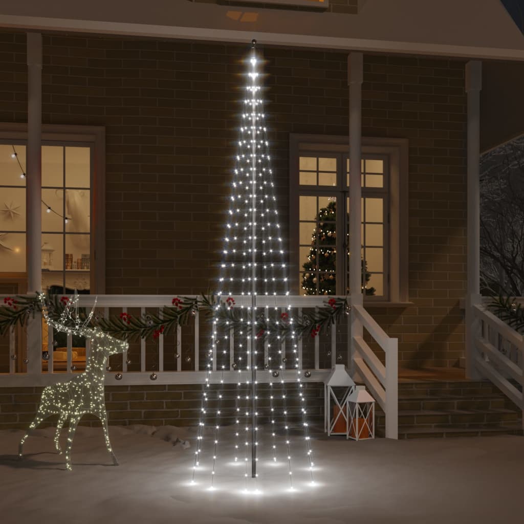 Vidaxl Christmas Tree On Flagpole Cold White 310 Leds 118.1''