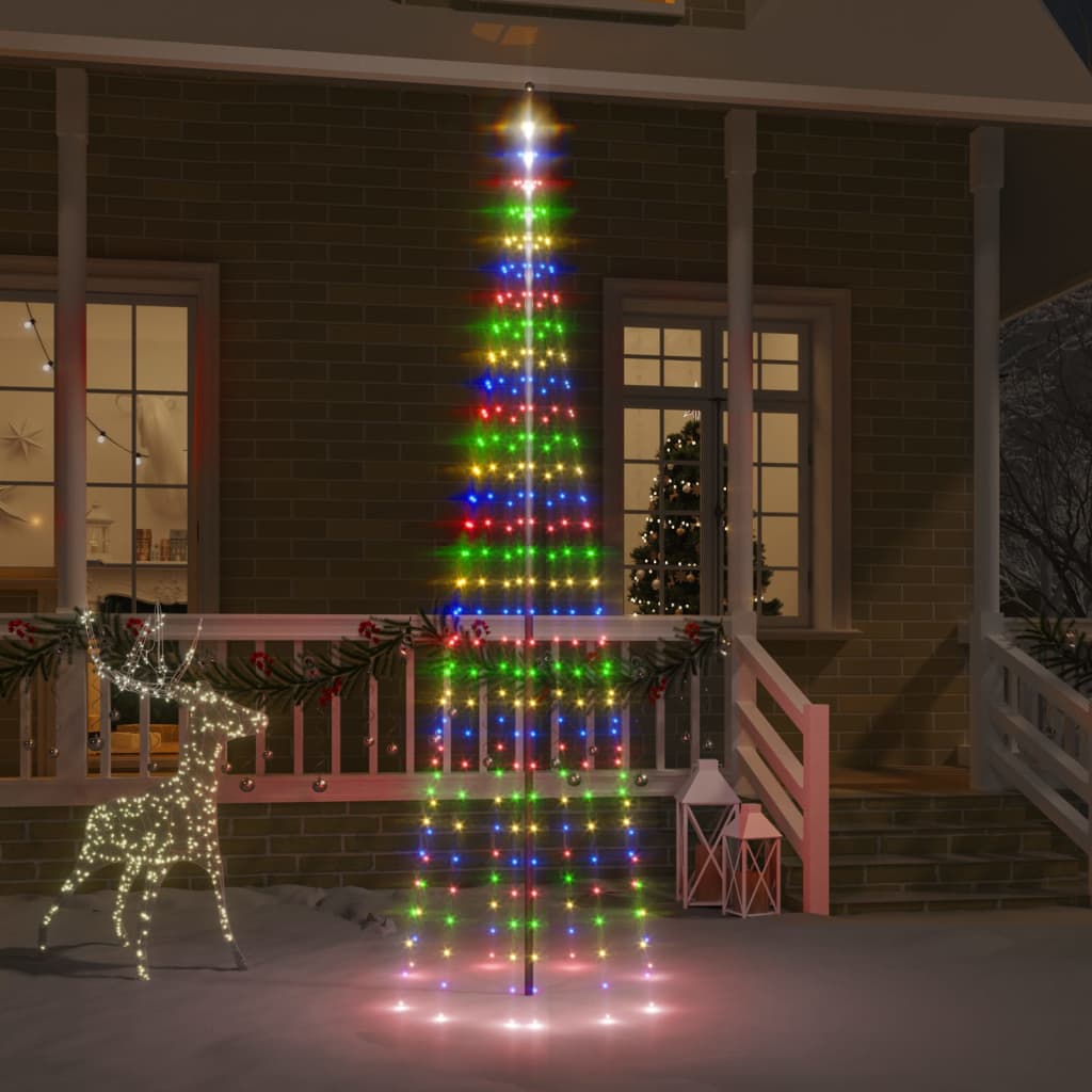 vidaXL Christmas Tree on Flagpole Colorful 310 LEDs 118.1''