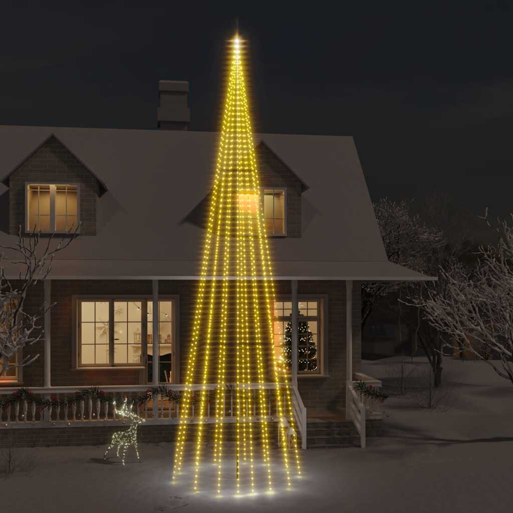 vidaXL Christmas Tree on Flagpole Warm White 1134 LEDs 26 ft-New