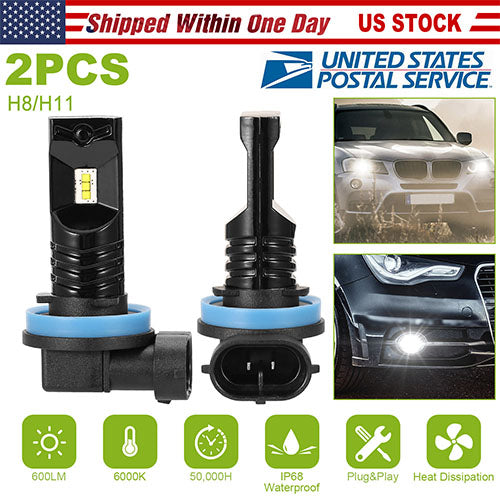 Kocaso 2Pcs 80W H8/H9/H11 Led Fog Light Bulb 600Lm Ip68 Waterproof