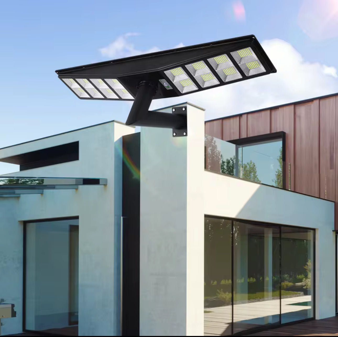 9000W All-in-One Double Side Solar Street Light Road Path Motion Sensor Parking a lot IP65 Waterproof
