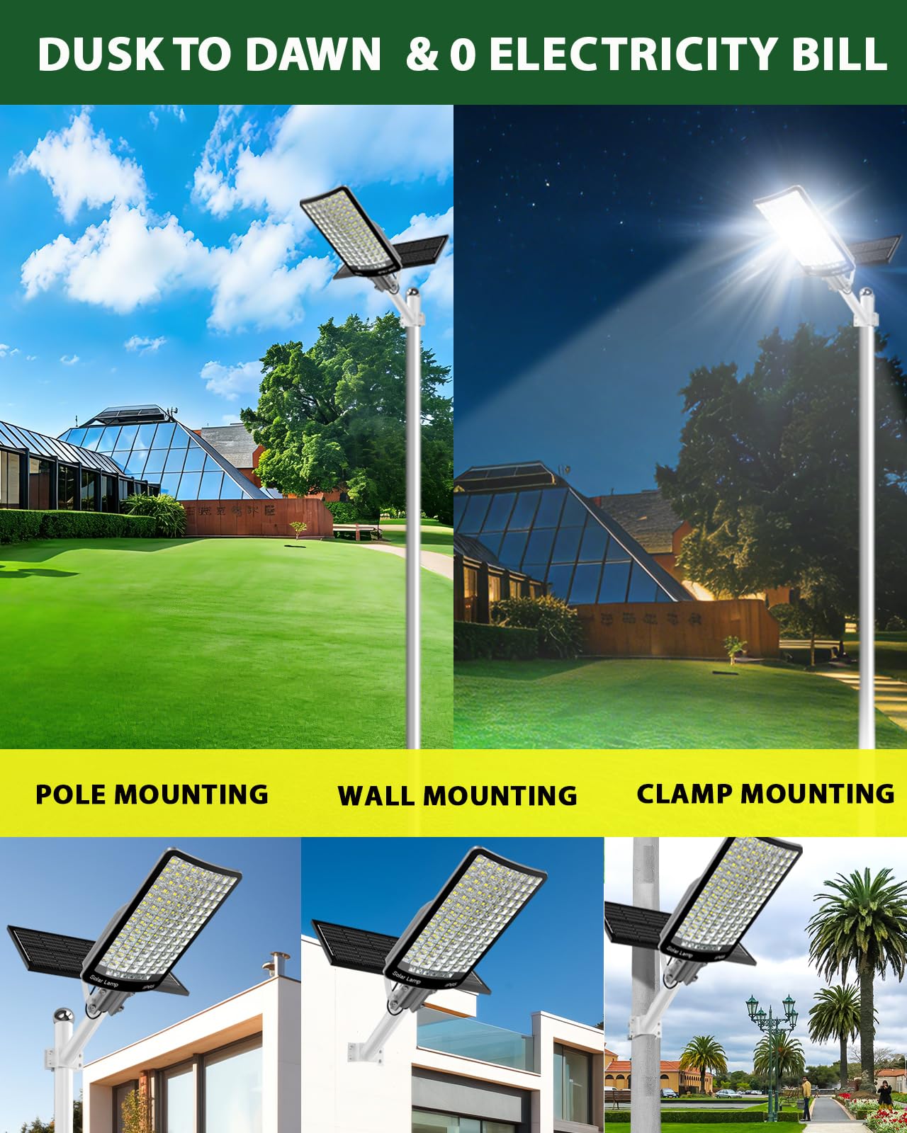 9000W Solar Street Light Aluminum Outdoor, Solar Lights Outdoor Waterproof IP65, 190,000 Lumen Solar Flood Lights with Remote