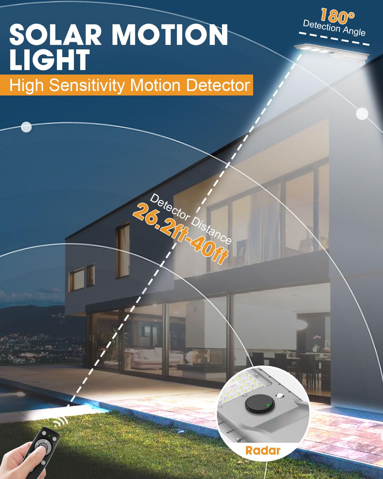 9000W Solar Street Light Outdoor Waterproof, Flood Light Dusk to Dawn with 60,000mAh LiFePO4 Battery & Motion Sensor, LED Security Lights Solar Powered for Parking Lot/Yard/Garage (Copy)