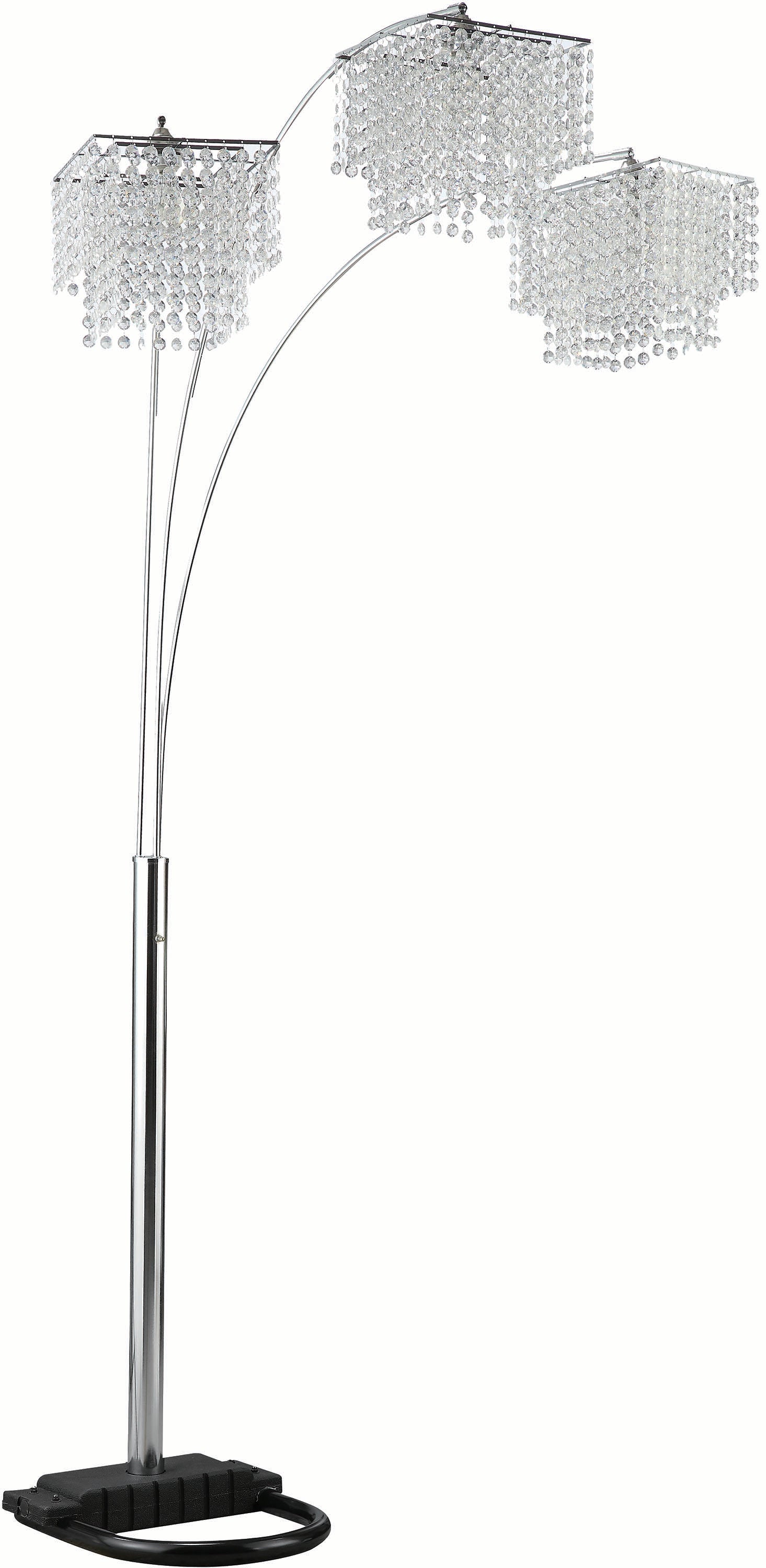 Coaster Home Furnishings Miriam Modern Glam 3-Light Hanging Crystal Drop Shade Arc Floor Lamp Chrome 901484