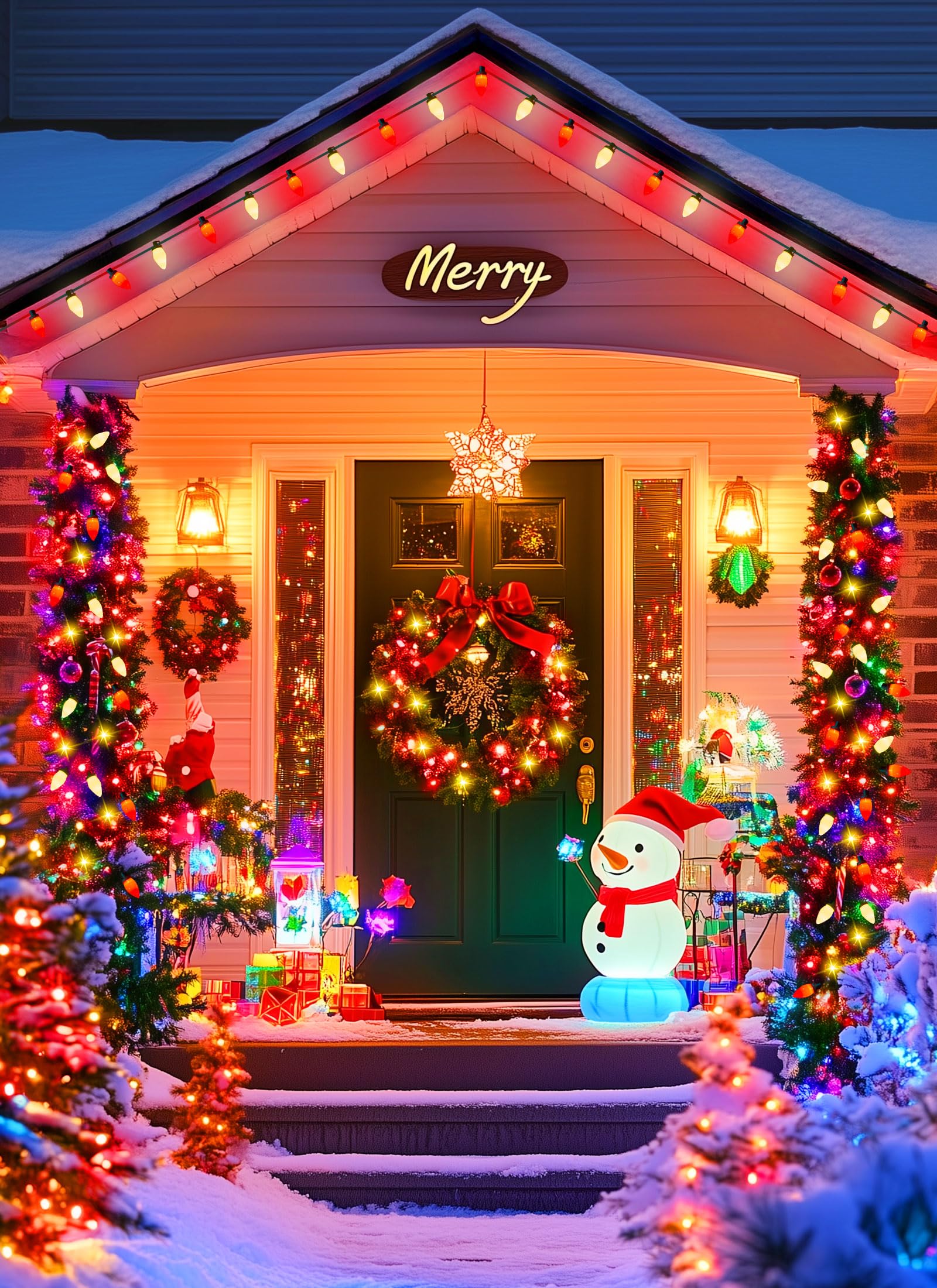 Brightown C9 Led Christmas String Lights, 66Ft Vintage Outdoor Lights String With 100 Smooth Opaque Bulbs, Plug-In Waterproof Ro
