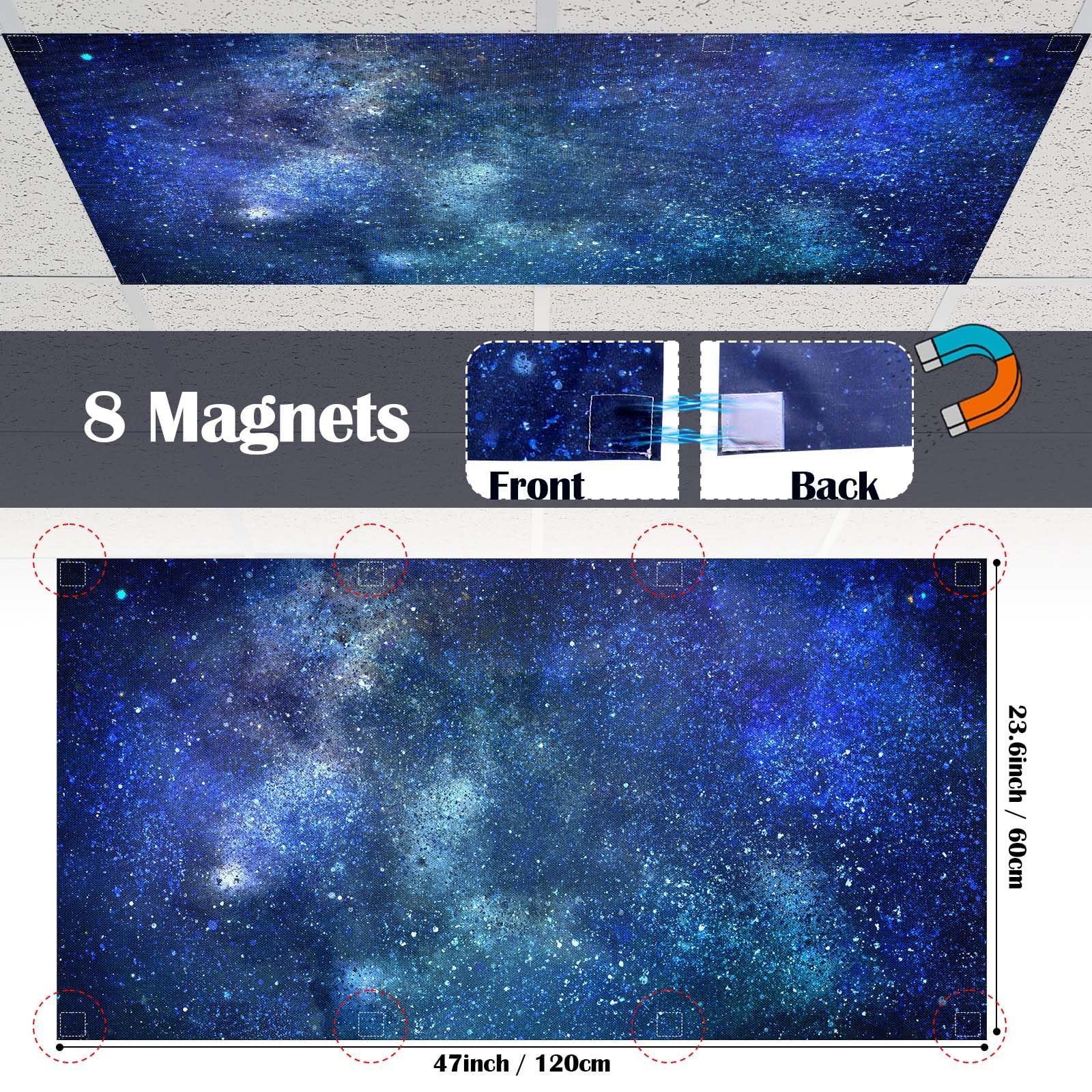Kittmip 6 Pcs Fluorescent Light Covers, 100D Polyester, Magnetic, Starry Design, Model MOO-Kittmip-0325