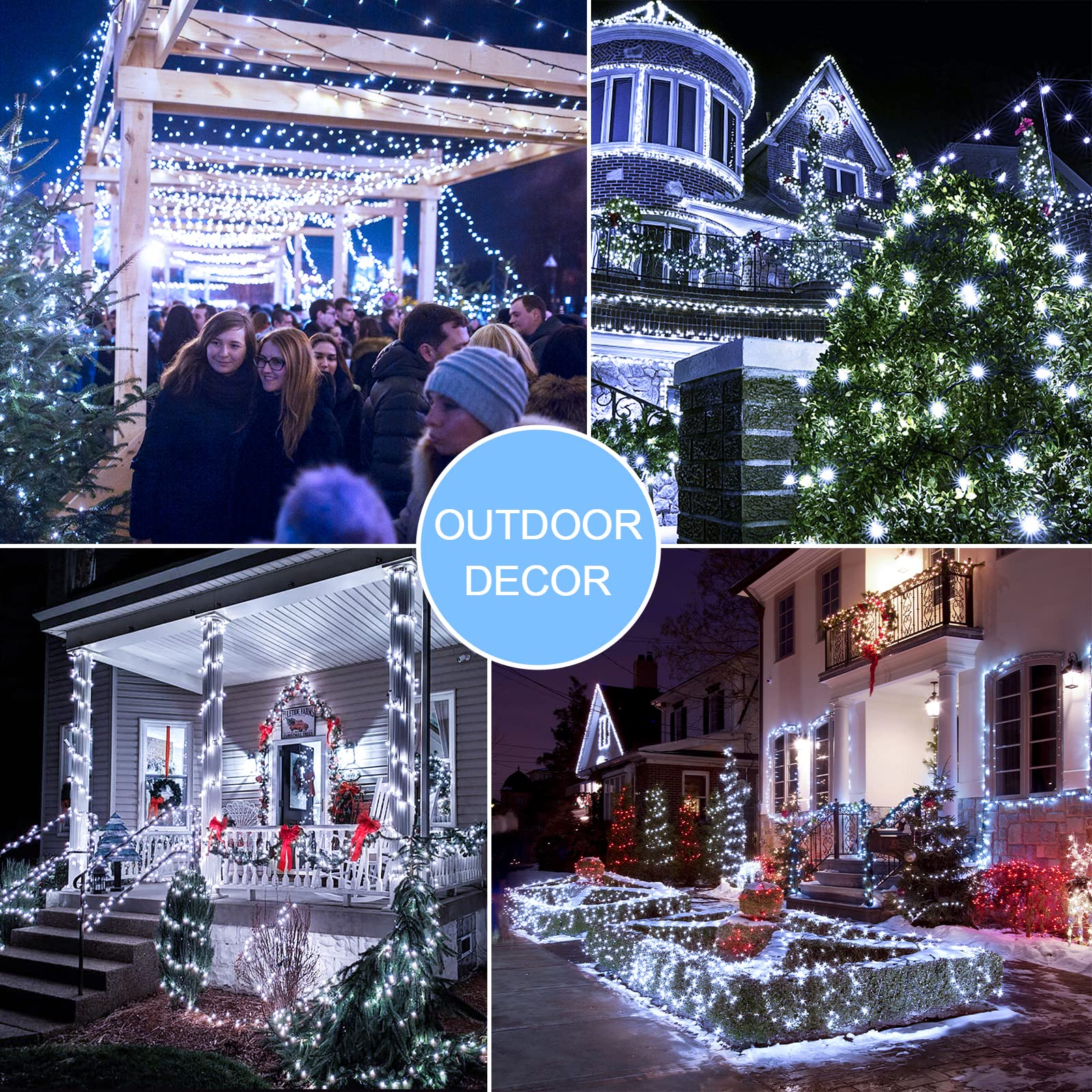 Potive 2 Pack Each 200 Led Solar String Lights Outdoor Waterproof, 75.5 Ft Green Wire Solar Christmas Lights, 8 Modes White Solar String Lights For Wedding Decor Tree Party Patio Decorations