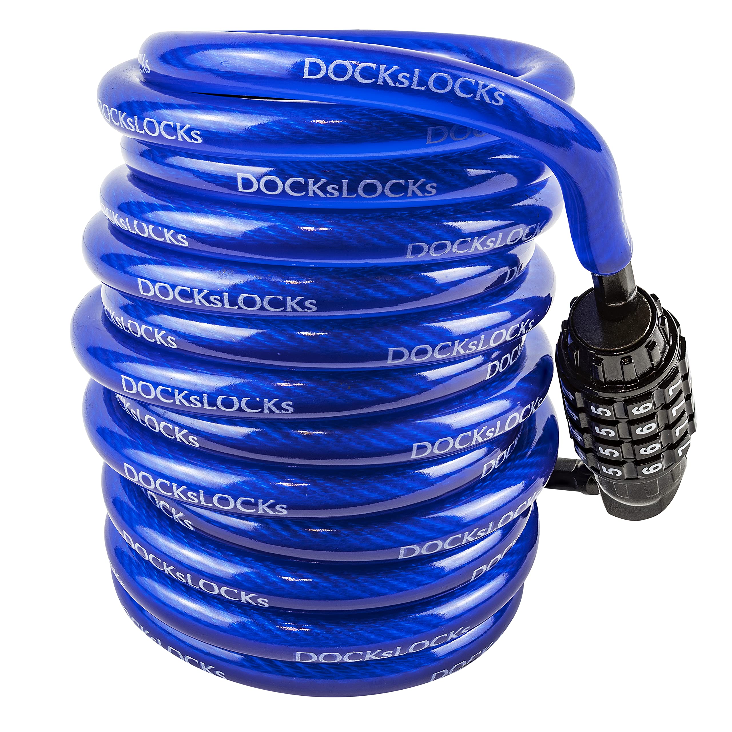 Dockslocks Anti-Theft Weatherproof Coiled Security Cable With Resettable Combination Lock For Kayaks, Bicycles, Paddleboards And