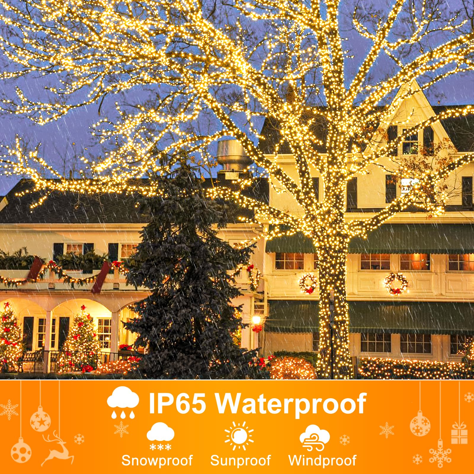 800 Led Christmas Tree Lights, 262Ft Warm White String Lights For Outdoor Indoor, Waterproof 8 Modes Plug In Christmas Decoratio