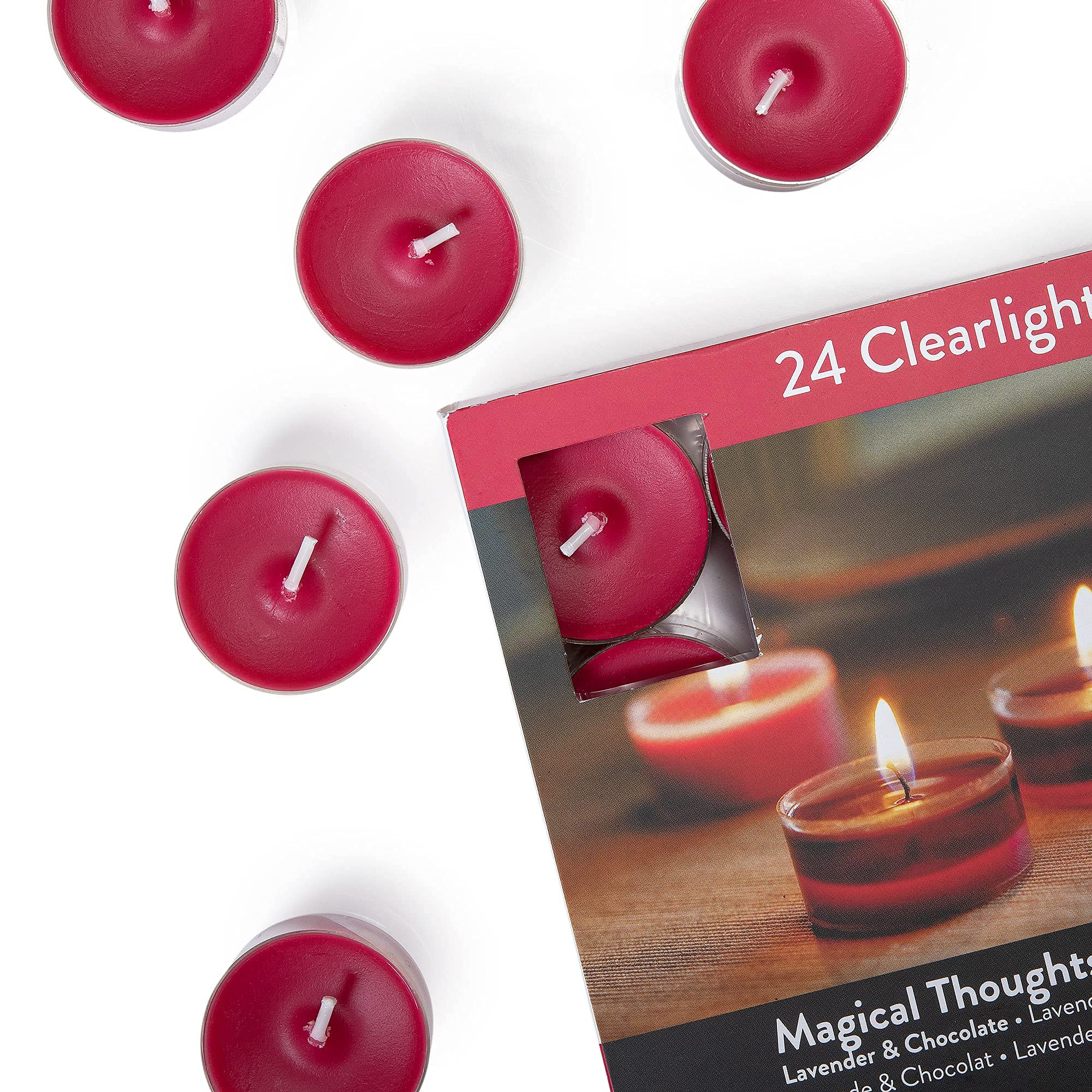 Tribello SPAAS Scented Tea Lights Candles, Lavender & Chocolate, Pack of 24, Wine Red, Paraffin Wax