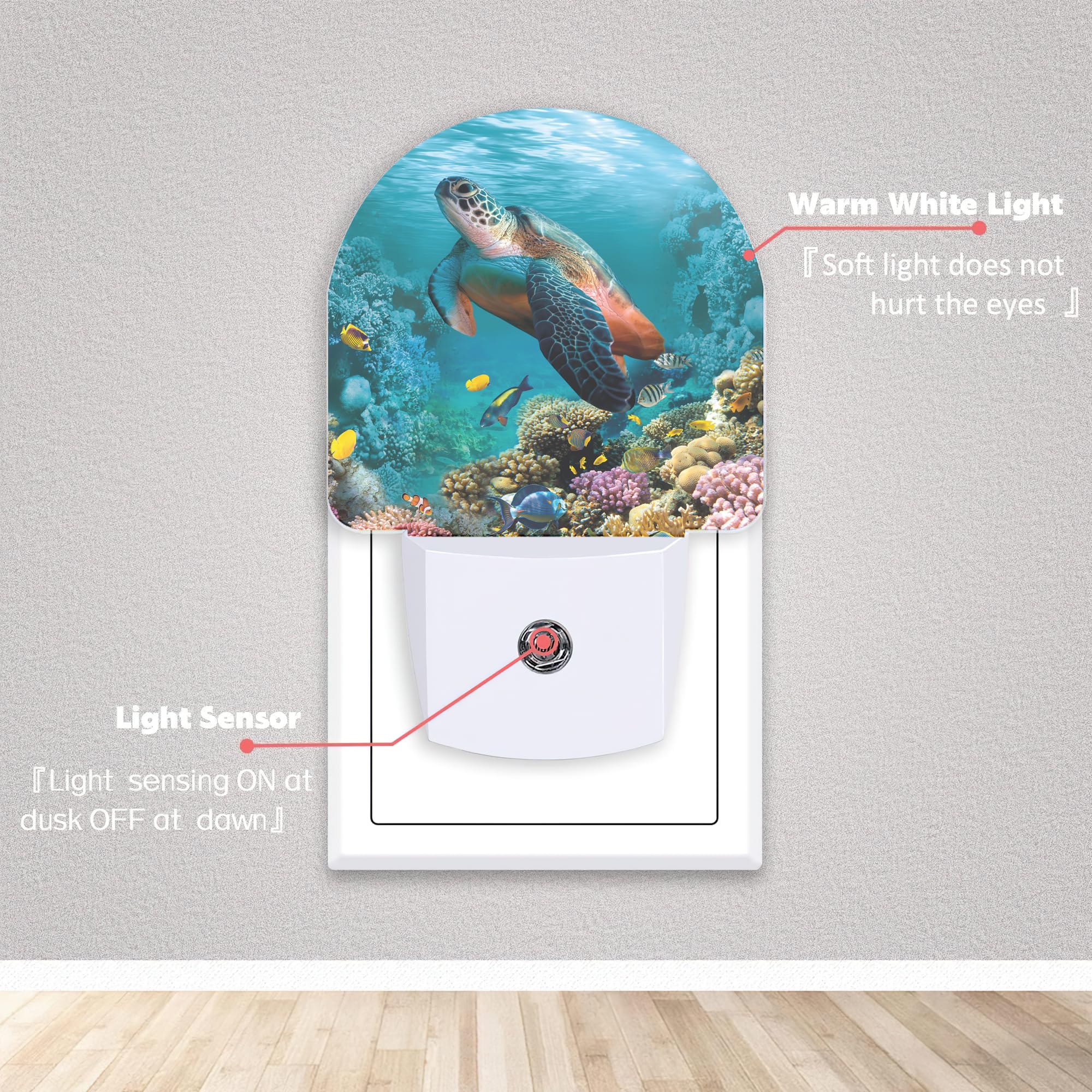 Axxitude Underwater World Turtle Coral Night Lights Plug Into Wall For Girls Boys Room,Night Light Led Lamp Dusk To Dawn Sensor