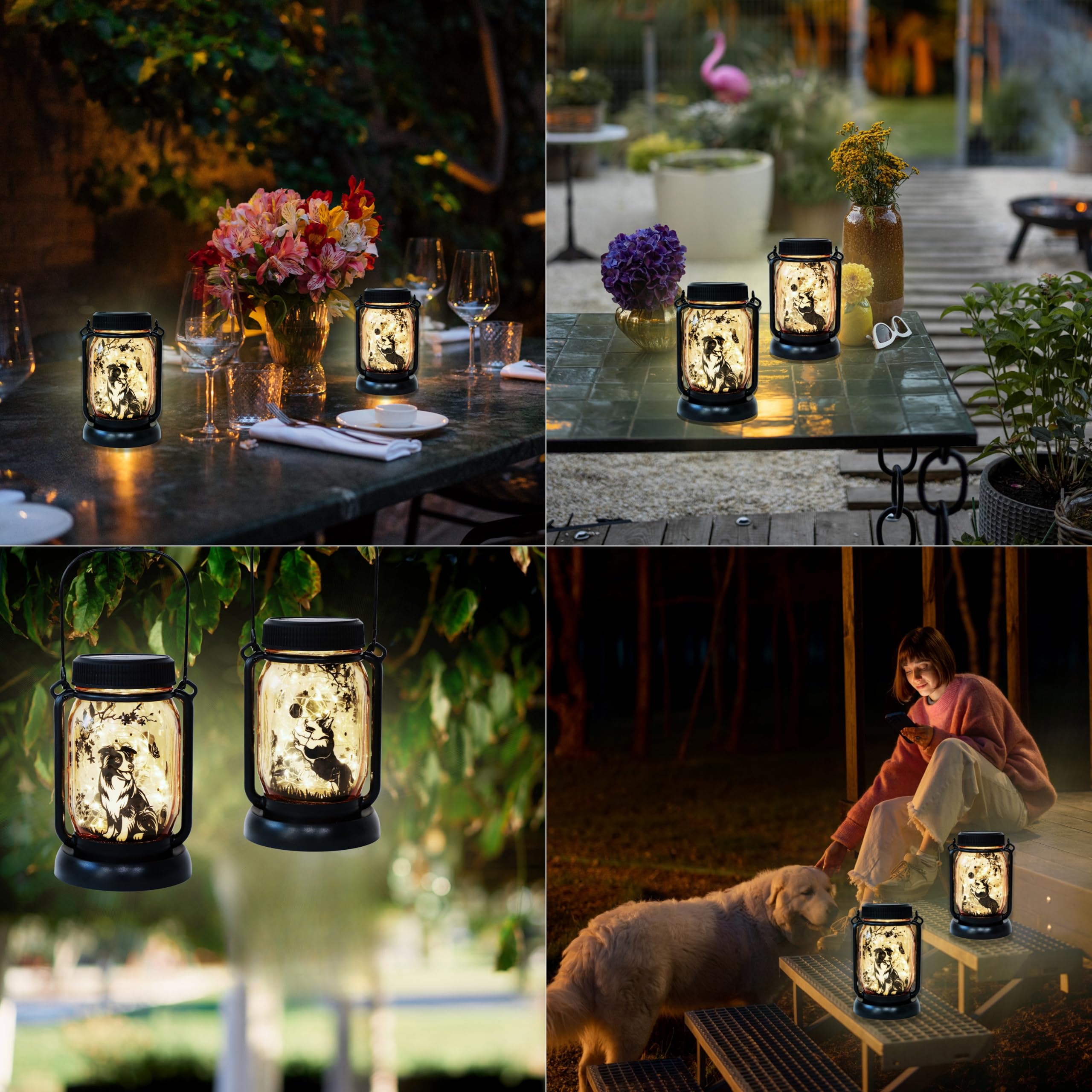 Dog Butterfly Solar Lanterns, Outdoor Solar Lights, Border Collie Gifts, Corgi Gifts, Garden Decor, Patio Decor, Garden Gifts, G