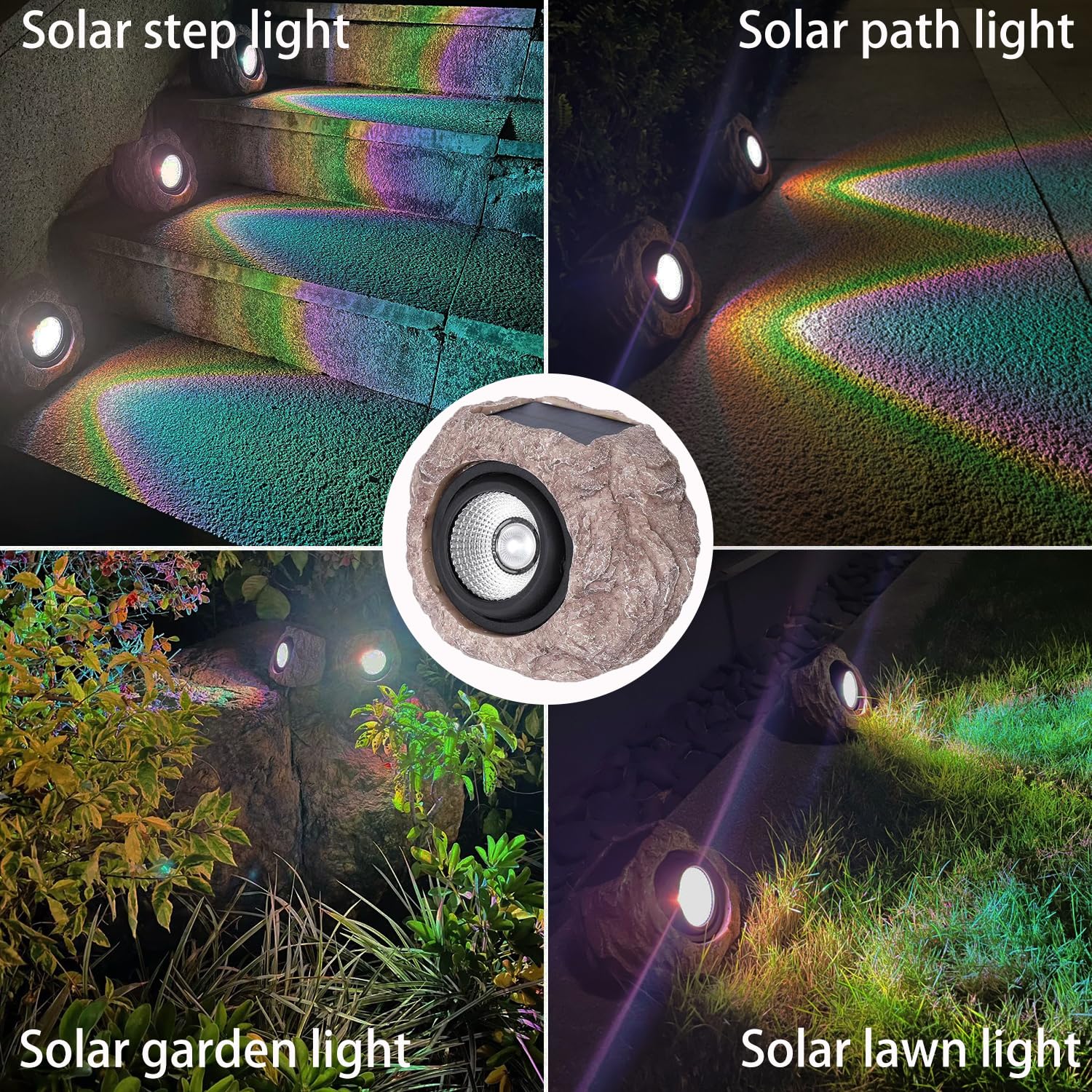 Sscdfdc Solar Rock Lights Outdoor Waterproof, 2 Pack Led Colored Garden Solar Landscape Lights, Bright Solar Lights Outdoor Sola