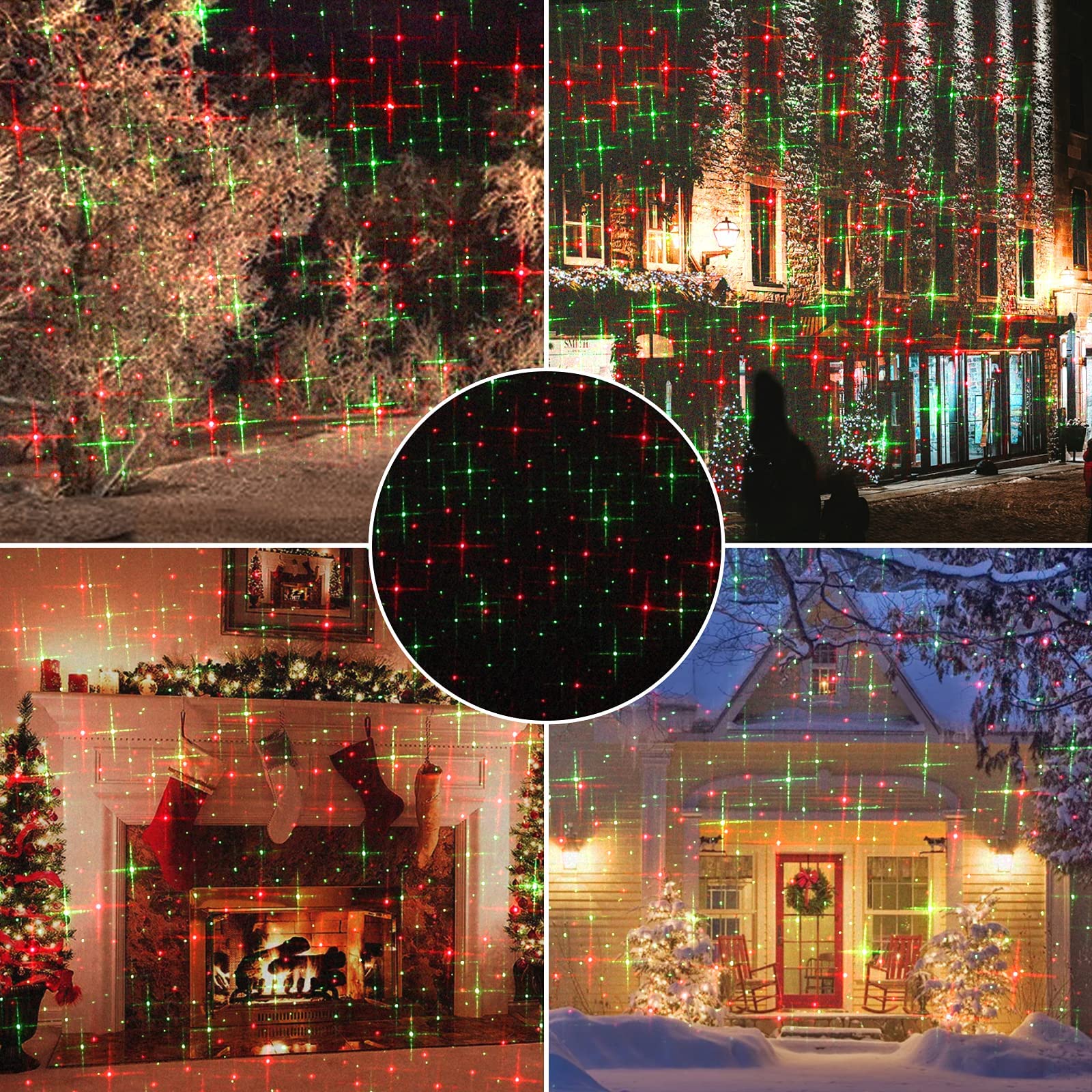 Christmas Projector Laser Lights Outdoor Red And Green Starry Projection Light 3 Working Modes Waterproof Plug In Mountable Land