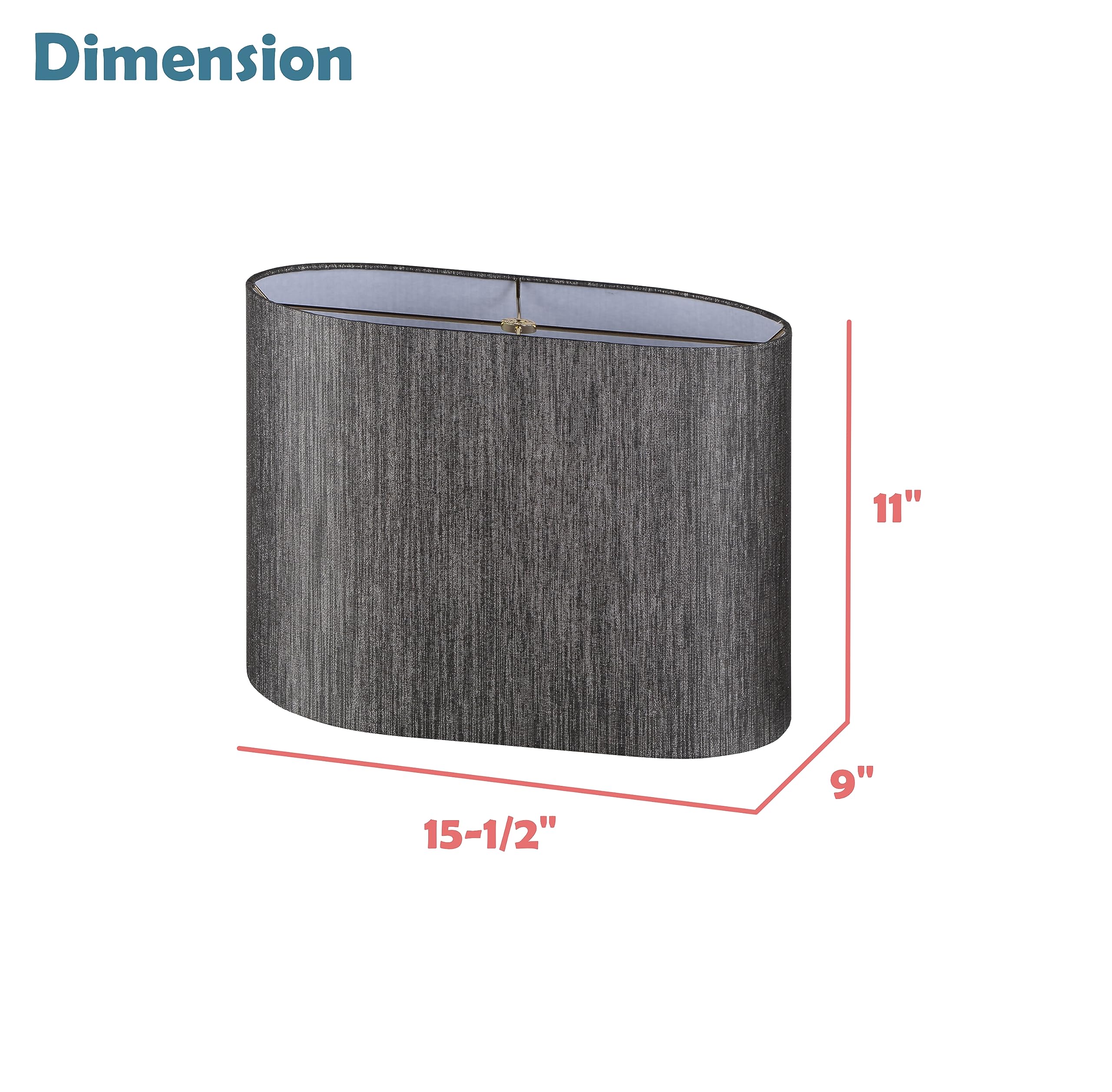 Aspen Creative 37003, Hardback Oval Contemporary Spider Shade, Dark Sliver Grey Burlap Texture Fabric, 9+15-1/2&quot; Top X 9+15-1/2&quot; Bottom X 11&quot; Height