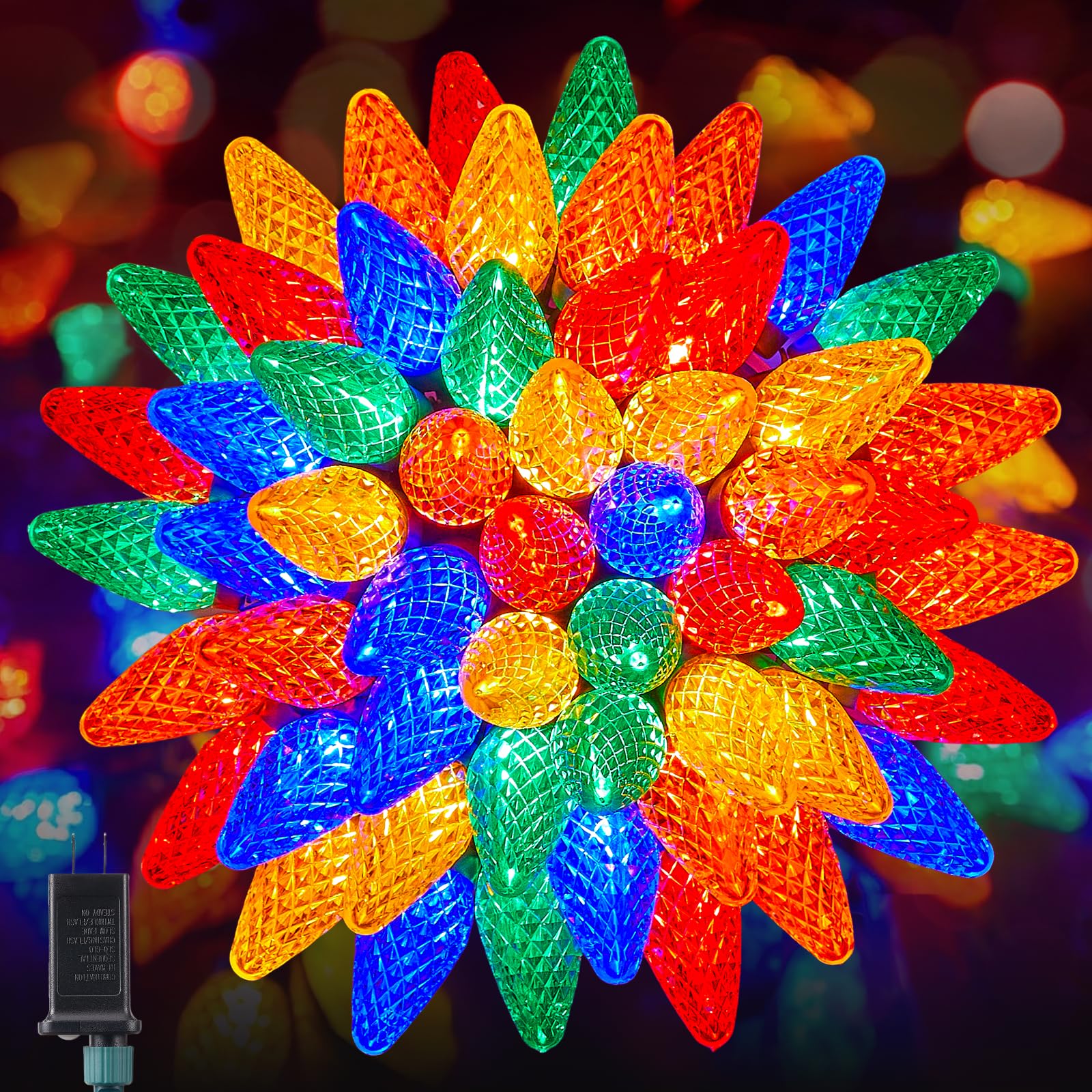 C9 Outdoor Christmas Lights  33 Ft 50 Led C9 String Lights  8 Modes & Timer Connectable Waterproof For Christmas Tree Light Indoor Outdoor Roofline Patio Outside Yard Holiday Xmas Decor  Multicolor