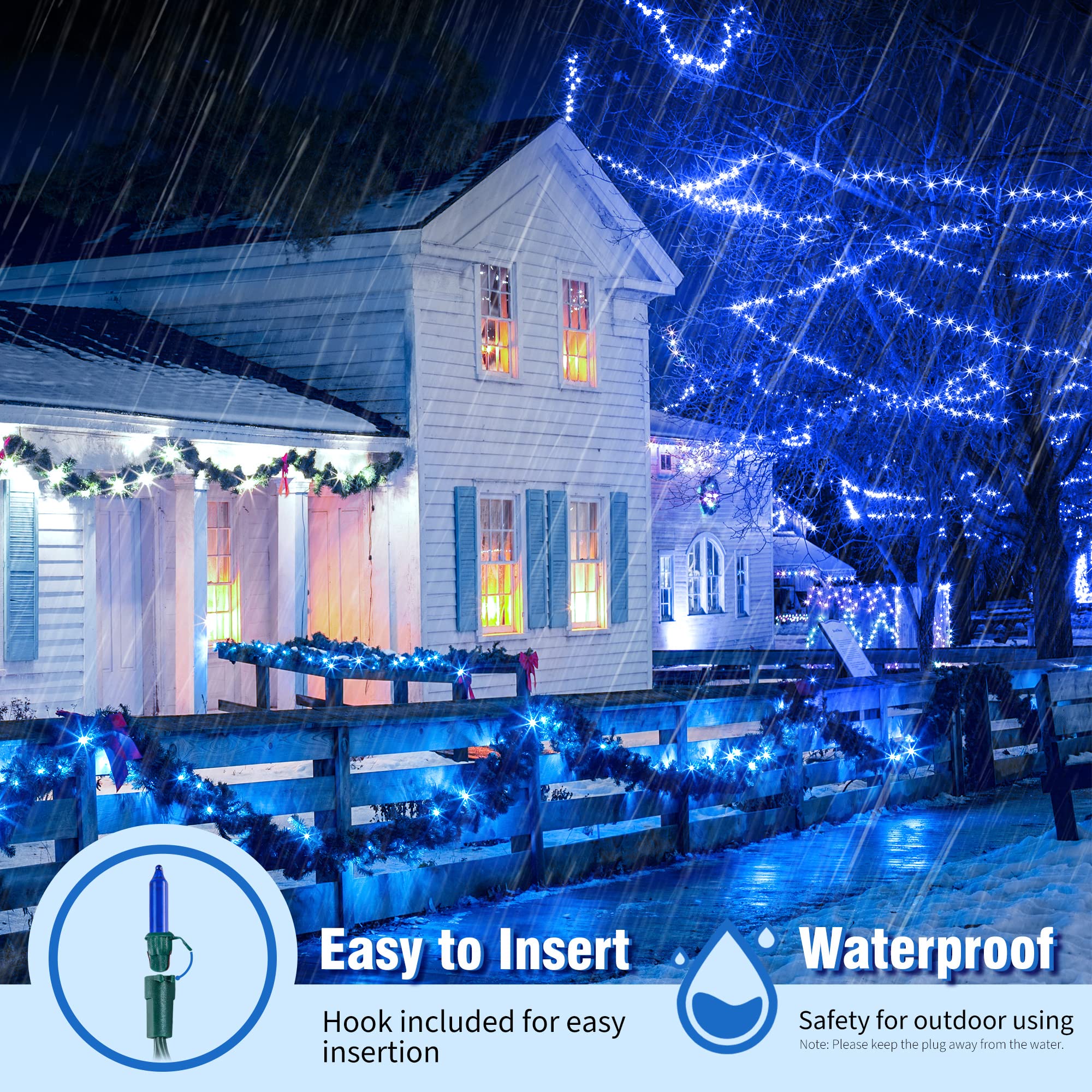 Woohaha Christmas Lights, 50-count Mini String Lights, 2 Pack, 13FT, UL Certified, Copper Wire, Blue, Indoor/Outdoor Decor