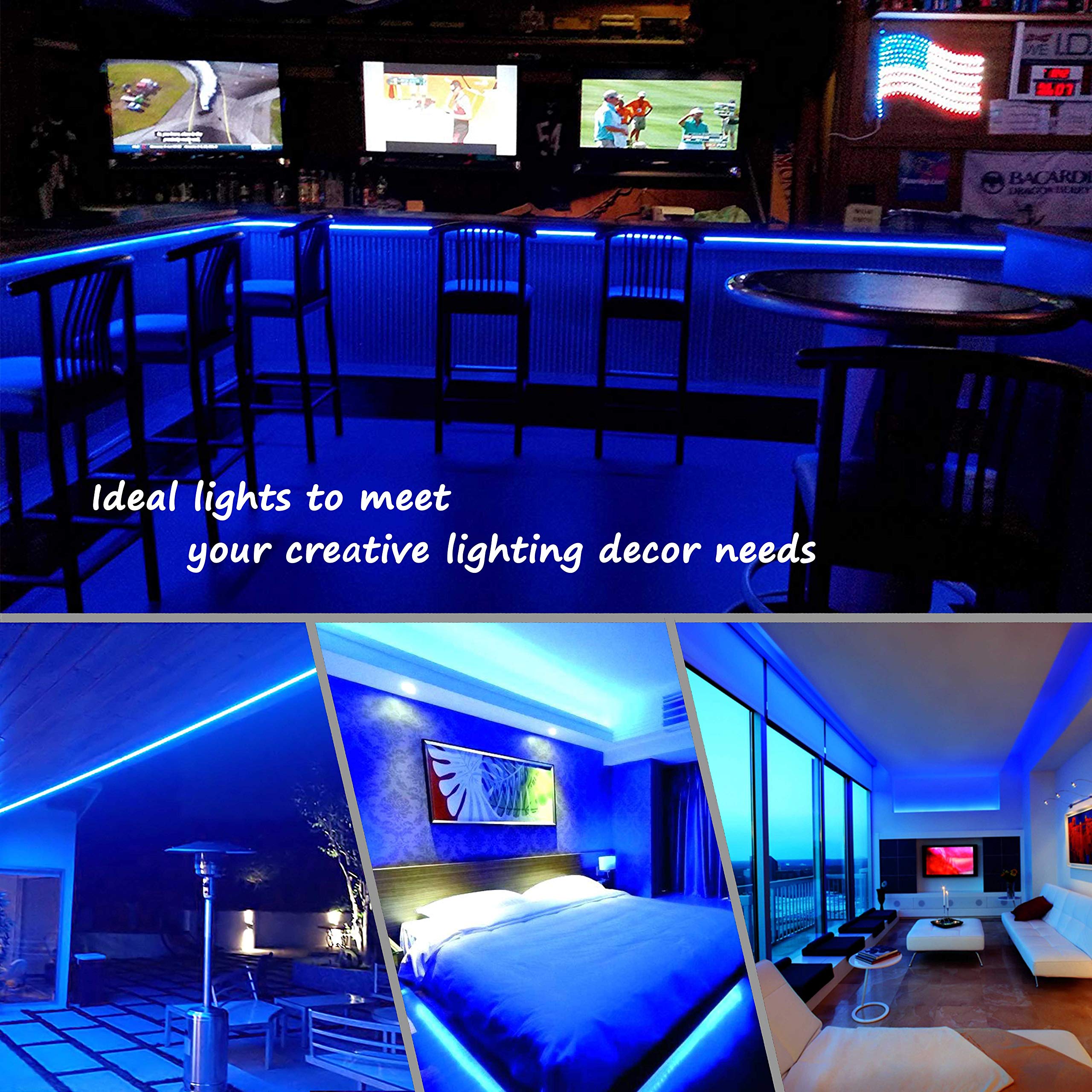Areful Blue Led Rope Lights, 16Ft Flexible Strip, Waterproof Pvc, High Brightness 3528 Leds, Model Led-Mlf-2W-16Ft-Ex-B-1.