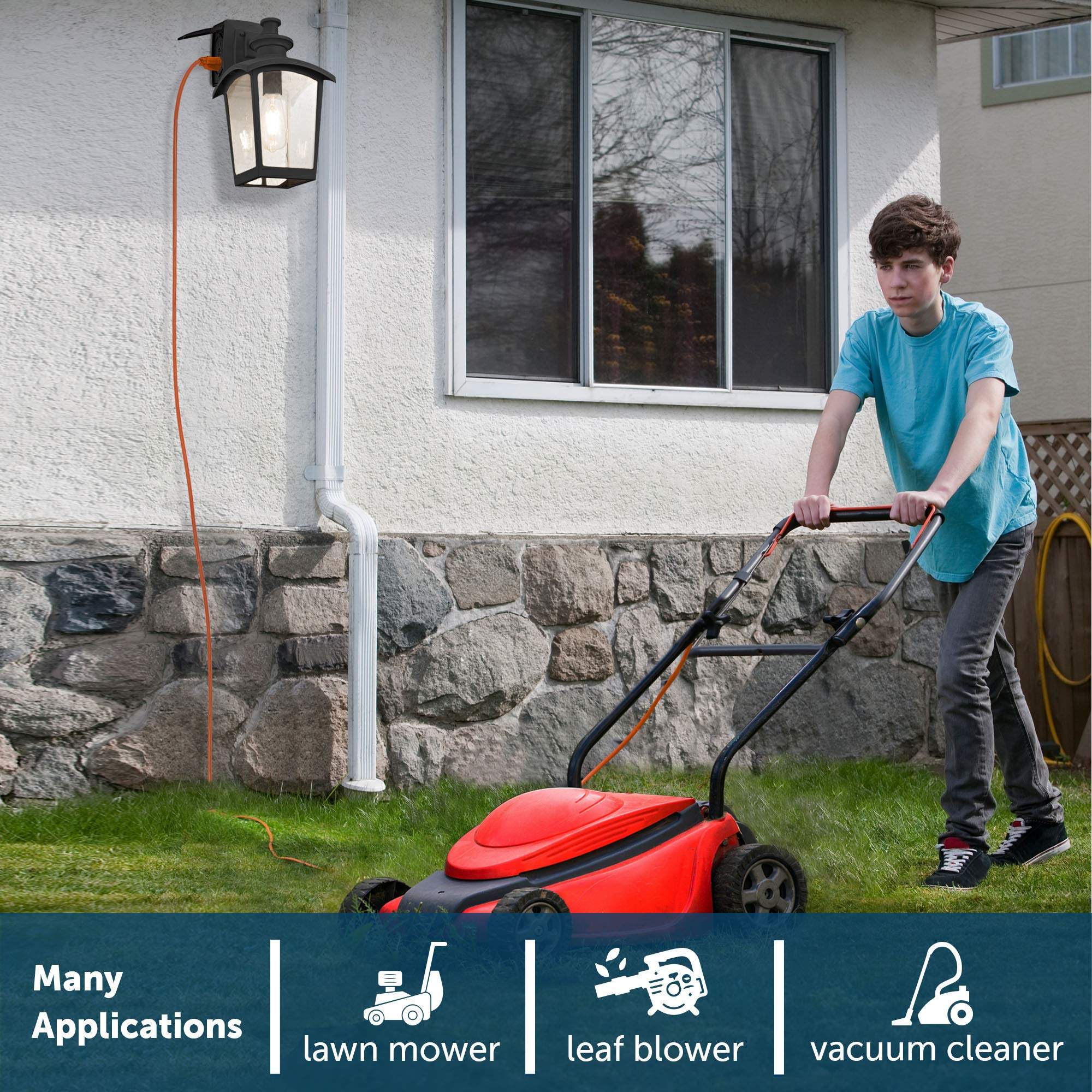 Home Luminaire Spence 1-Light Outdoor Wall Lantern, Seeded Glass, Gfci Outlet, Black