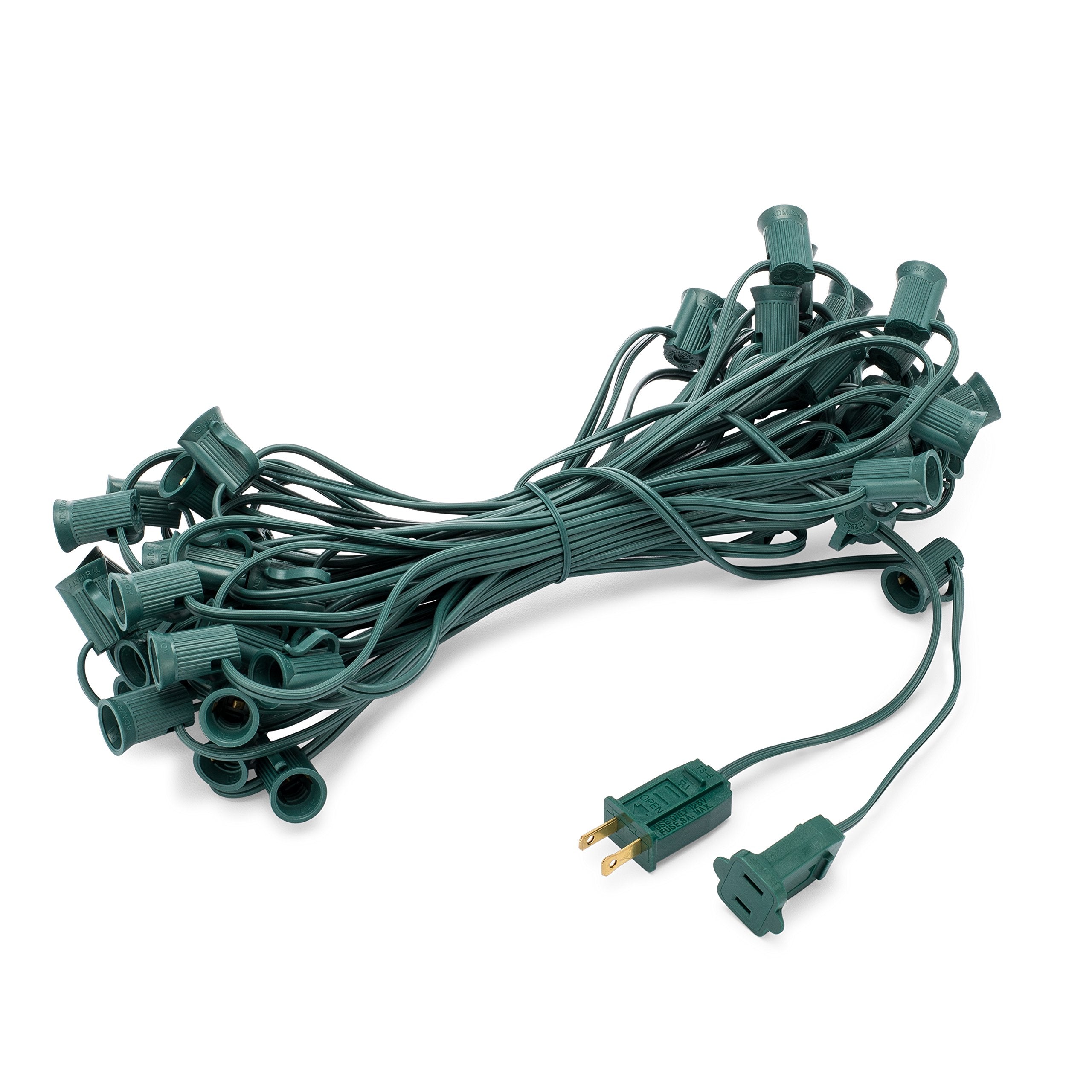 Hlo Lighting C9 Light Strings | 25 Green Cord With 12 Socket Spacing  E17 Light Stringer For C9 Christmas Lights