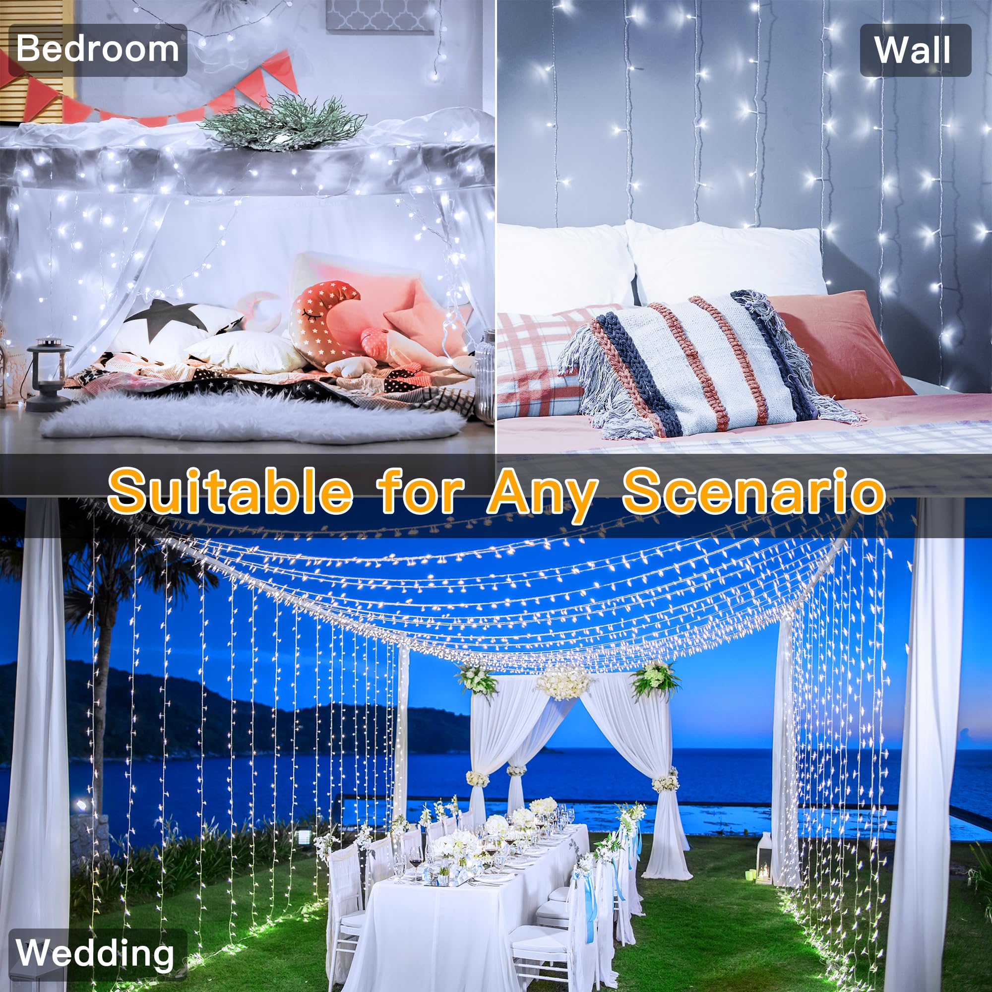 Ollny 400Led Christmas Lights Outdoor, Cool White Fairy String Lights With Remote, 8 Modes, 131Ft For Indoor/Outdoor Decorations