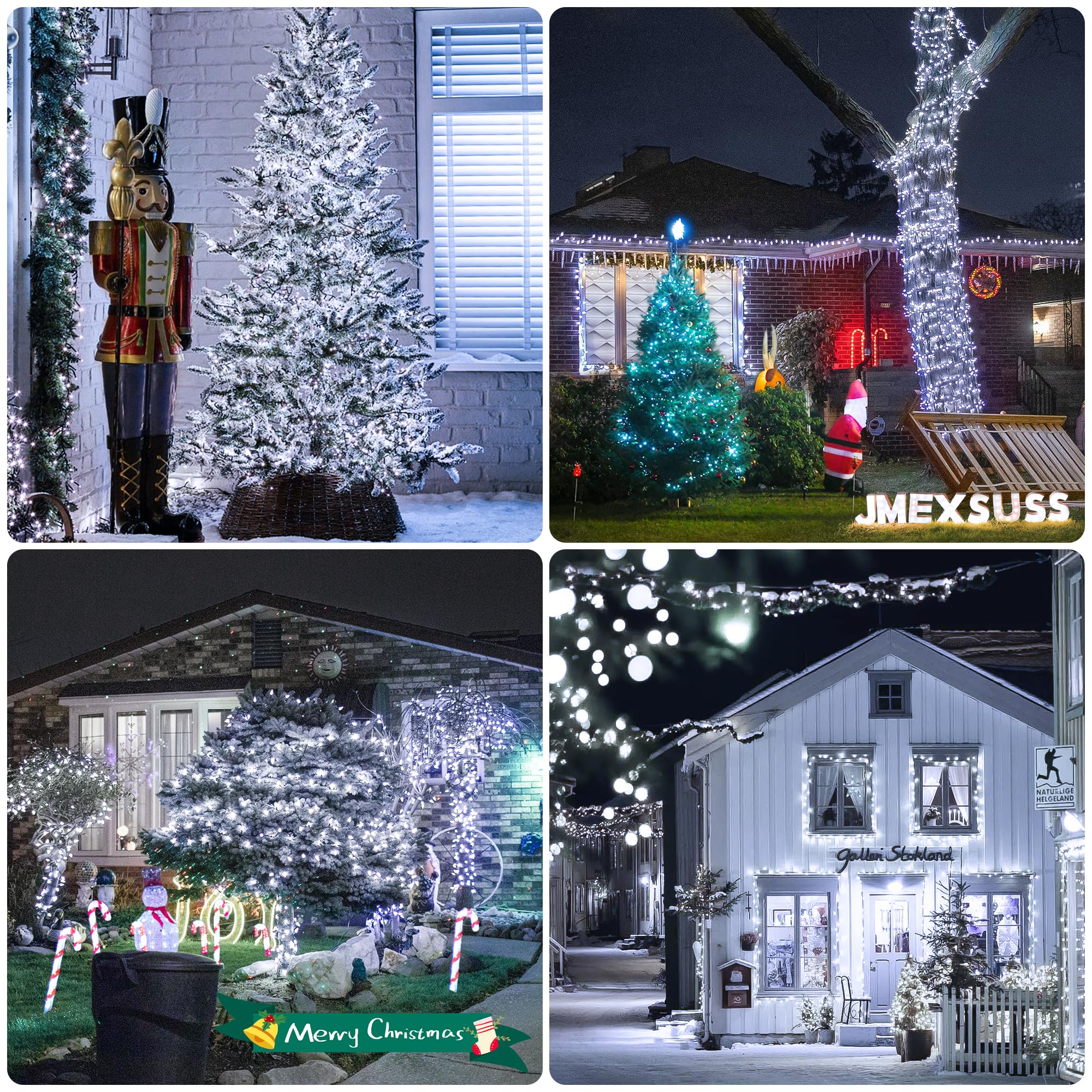 Jmexsuss 2 Pack Solar String Lights For Outside, Total 400 Led 151Ft Solar Christmas Lights Outdoor Waterproof, 8 Modes White Solar Lights For Patio Yard Tree Garden Christmas Decorations