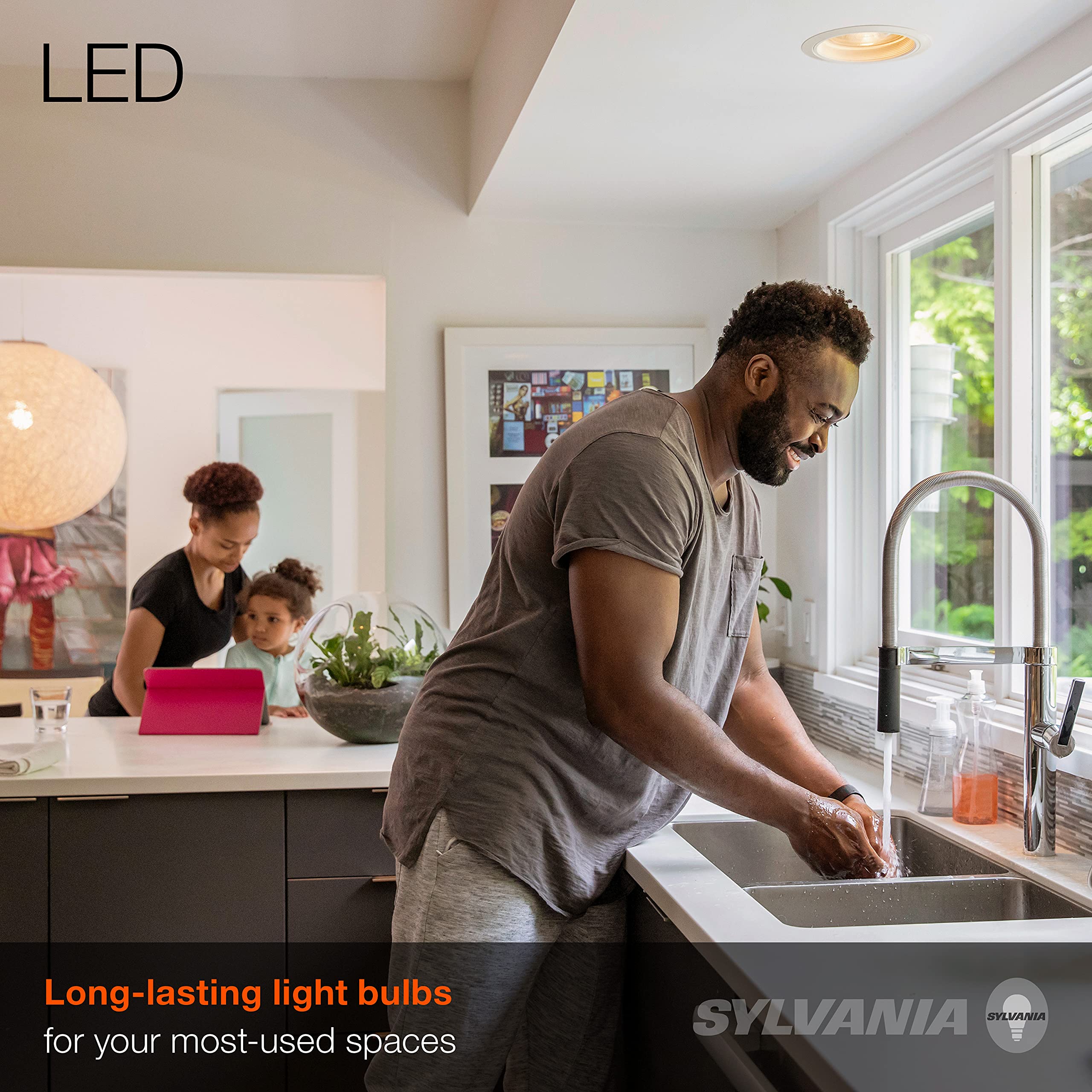 LEDVANCE SYLVANIA BR30 LED Flood Light Bulb, 9W, Dimmable, 650 Lumens, 3500K Bright White, 2 Pack, Model 780