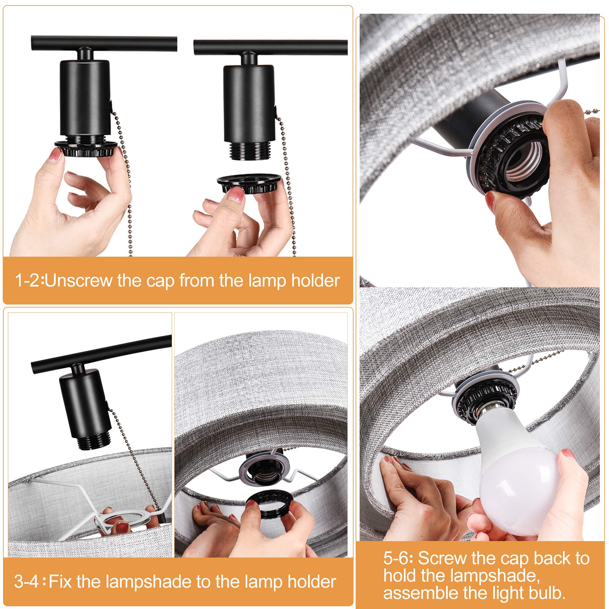 EDISLIVE 3-Tier Drum Linen Lamp Shade for Pendant/Floor Lamp, Grey, Model EDIS448458598