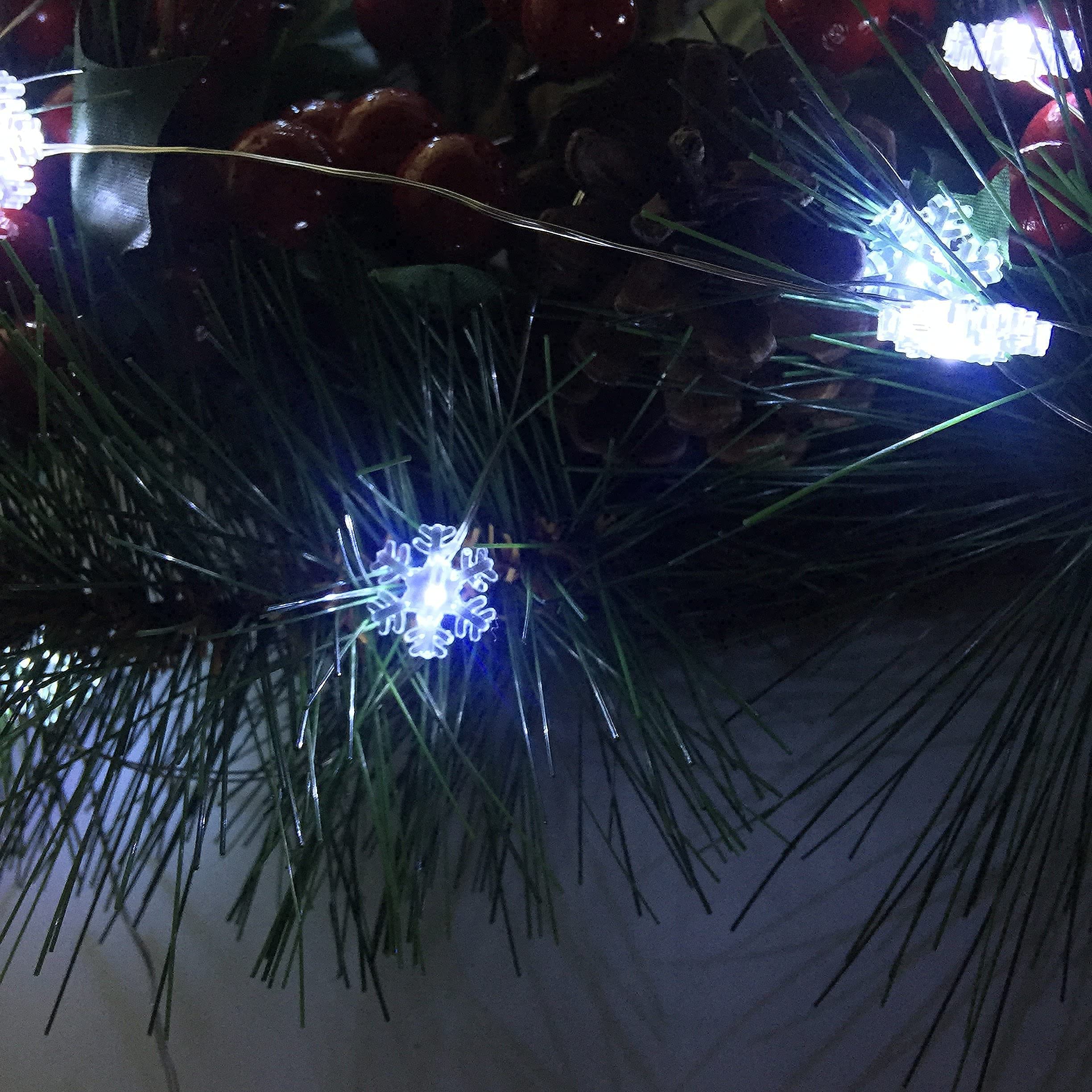 2 Pack Battery Operated Mini Snowflake Led Fairy Lights with Timer 6 Hours on/18 Hours Off for Wedding Party Decoration,30 Count