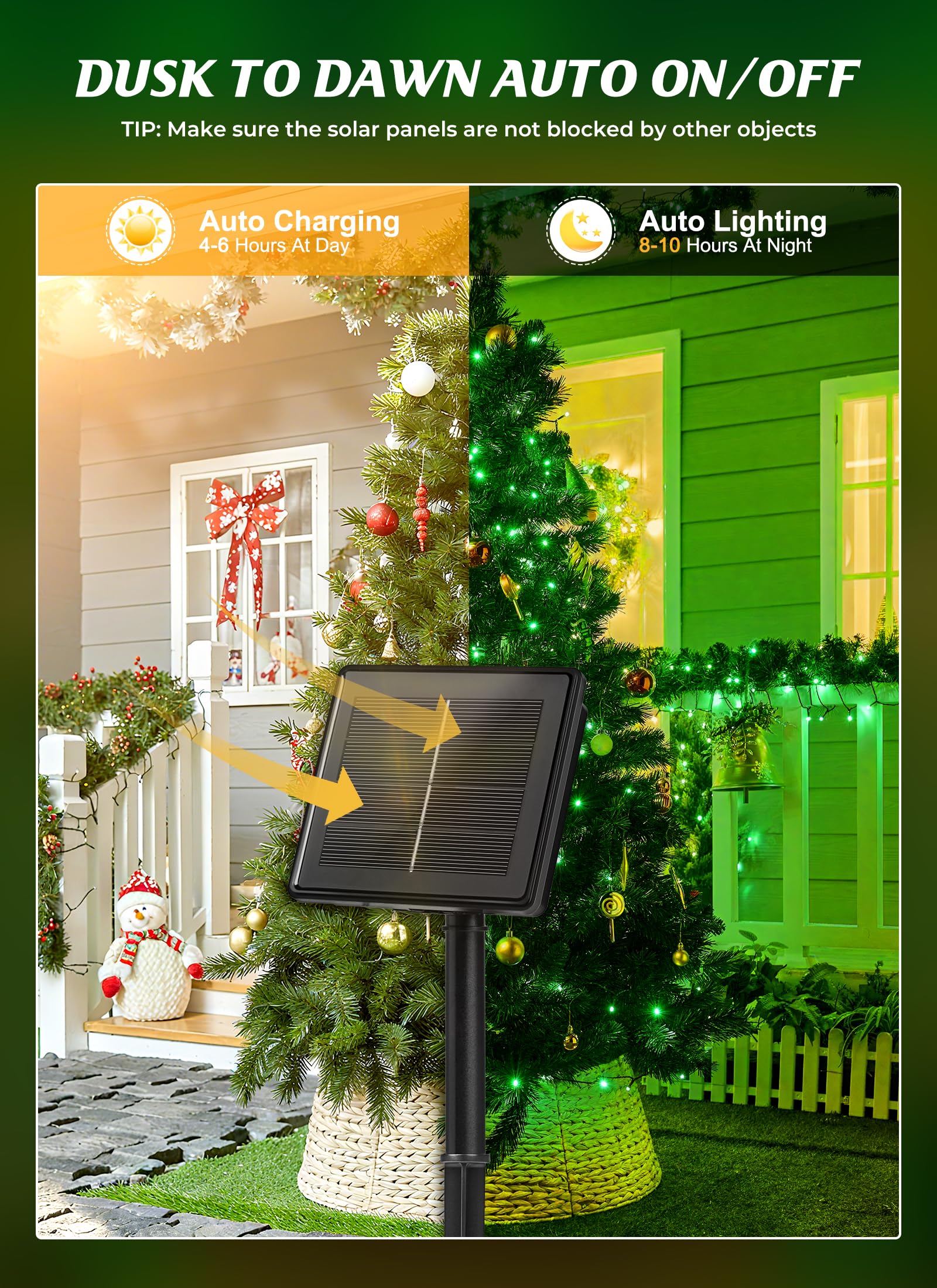Brightown 2 Pack Solar String Lights Outdoor  Total 144Ft 400 Led Twinkle Fairy Lights Waterproof With 8 Modes Auto On/Off For Patio Tree Garden Party Home Wedding Christmas Decorations (Green)