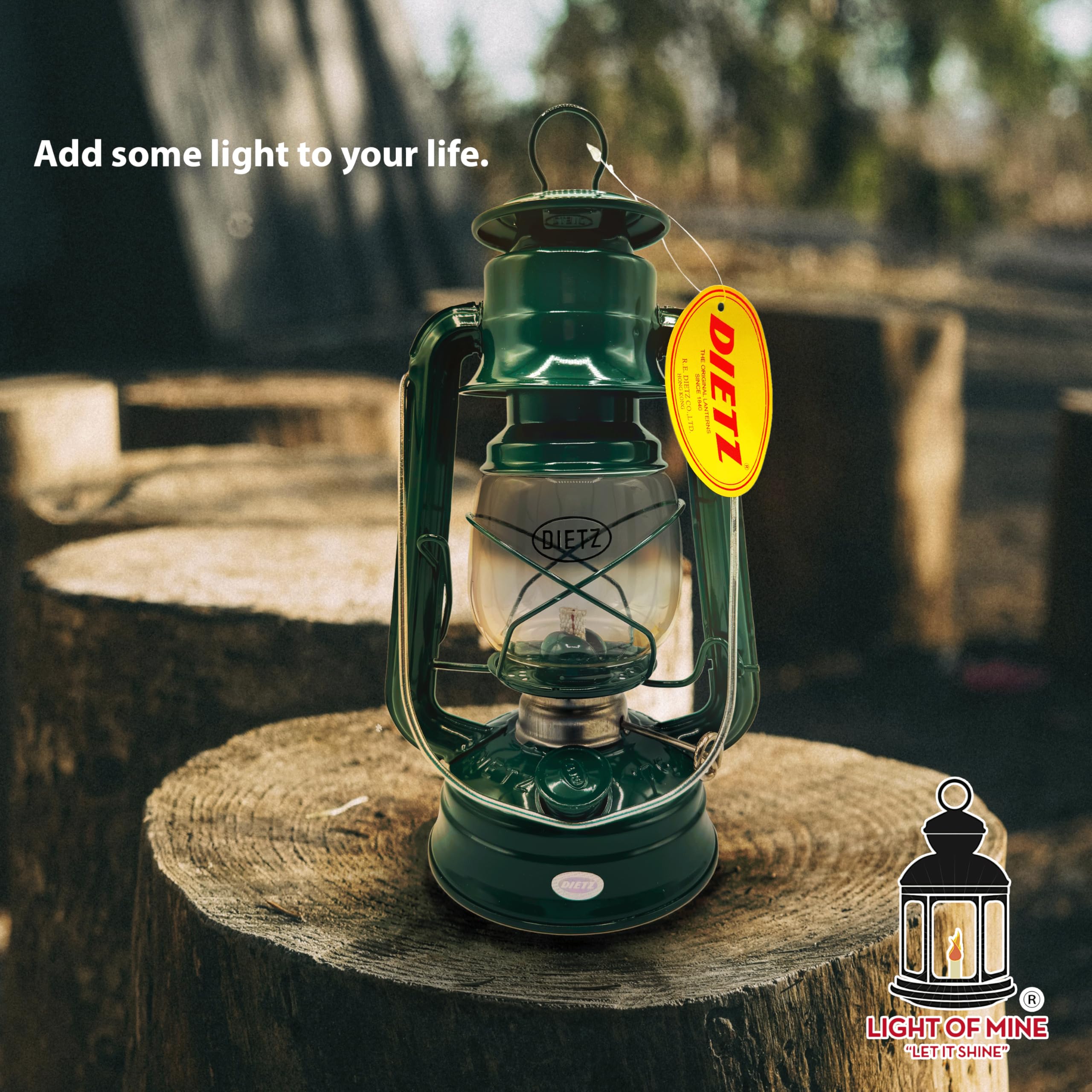 LIGHT OF MINE Green Oil Lantern - Dietz #76 Model, Metal Construction, 1/2" Replacement Wick Strips - Multicolor