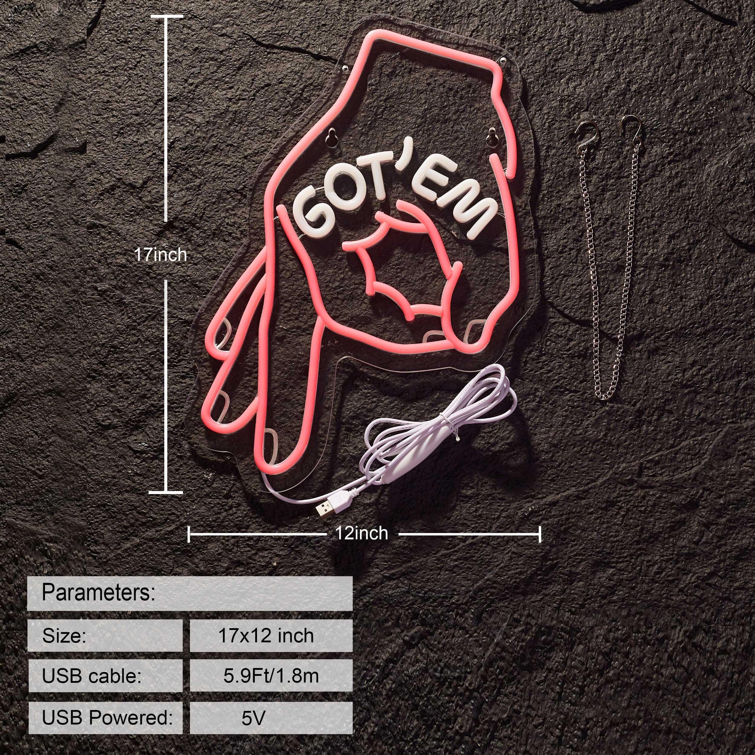 ZODZ Neon Sign - GOT EM Wall Décor with Dimmable LED Light - Pink/White - Silicone Material - Ideal for Bedroom and Man Cave