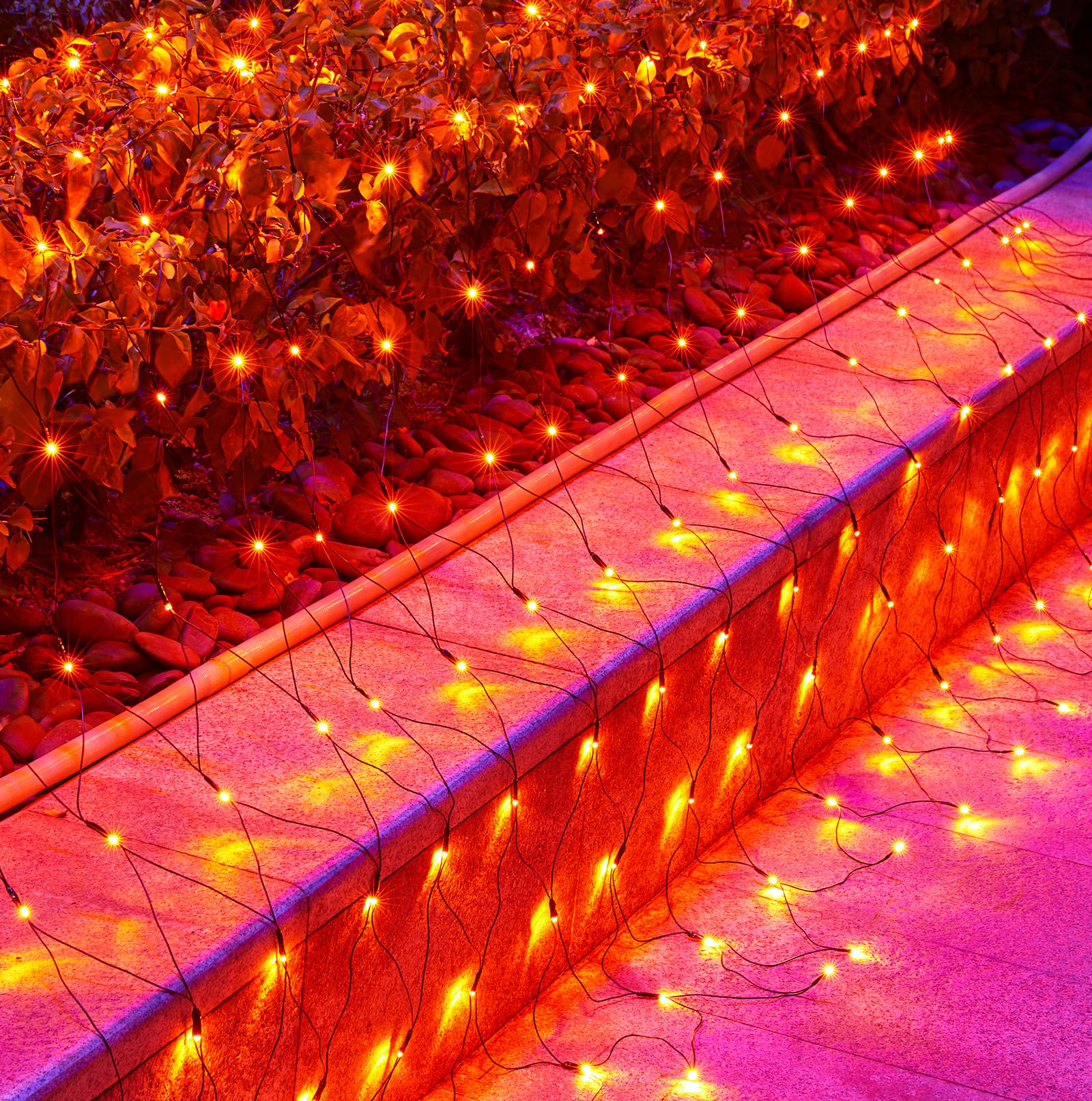Brightown Christmas String Lights - 200 LED Mesh Lights, 10FT, Outdoor Decor, Orange, Model GP-SW290DC0209-IP44
