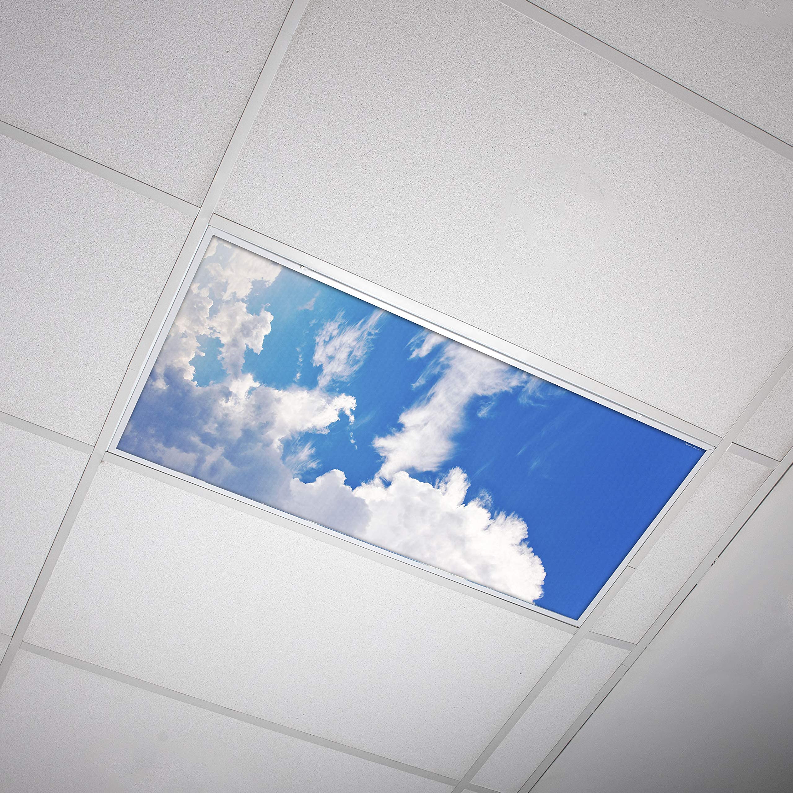 OCTO LIGHTS Fluorescent Light Cover - Backlit Film Insert 2x4 (22.38inx46.5in) Heavenly Cumulus, Model CLD-009-2x