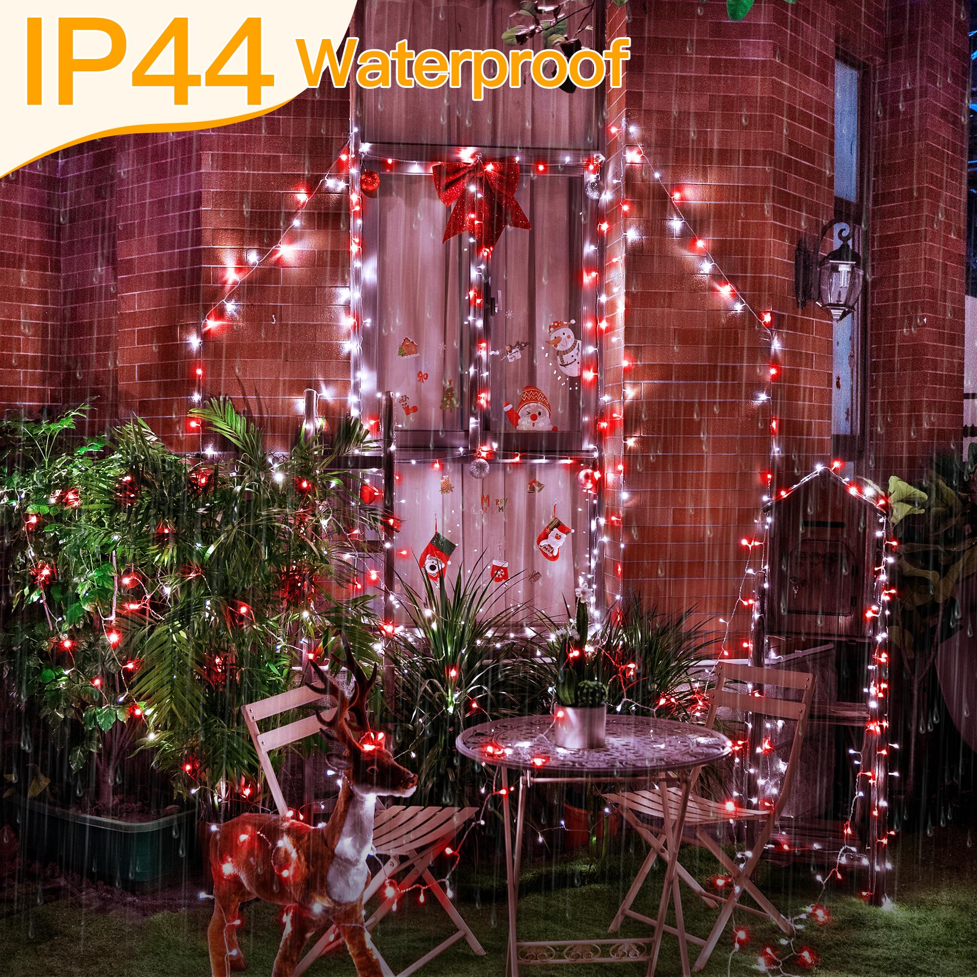 Ollny Red And White Christmas Lights Waterproof  400Led 131Ft String Lights With Remote 3 Timer  Plug In 8 Modes Fairy Light For Xmas Tree Indoor Bedroom House Party Wedding Decorations