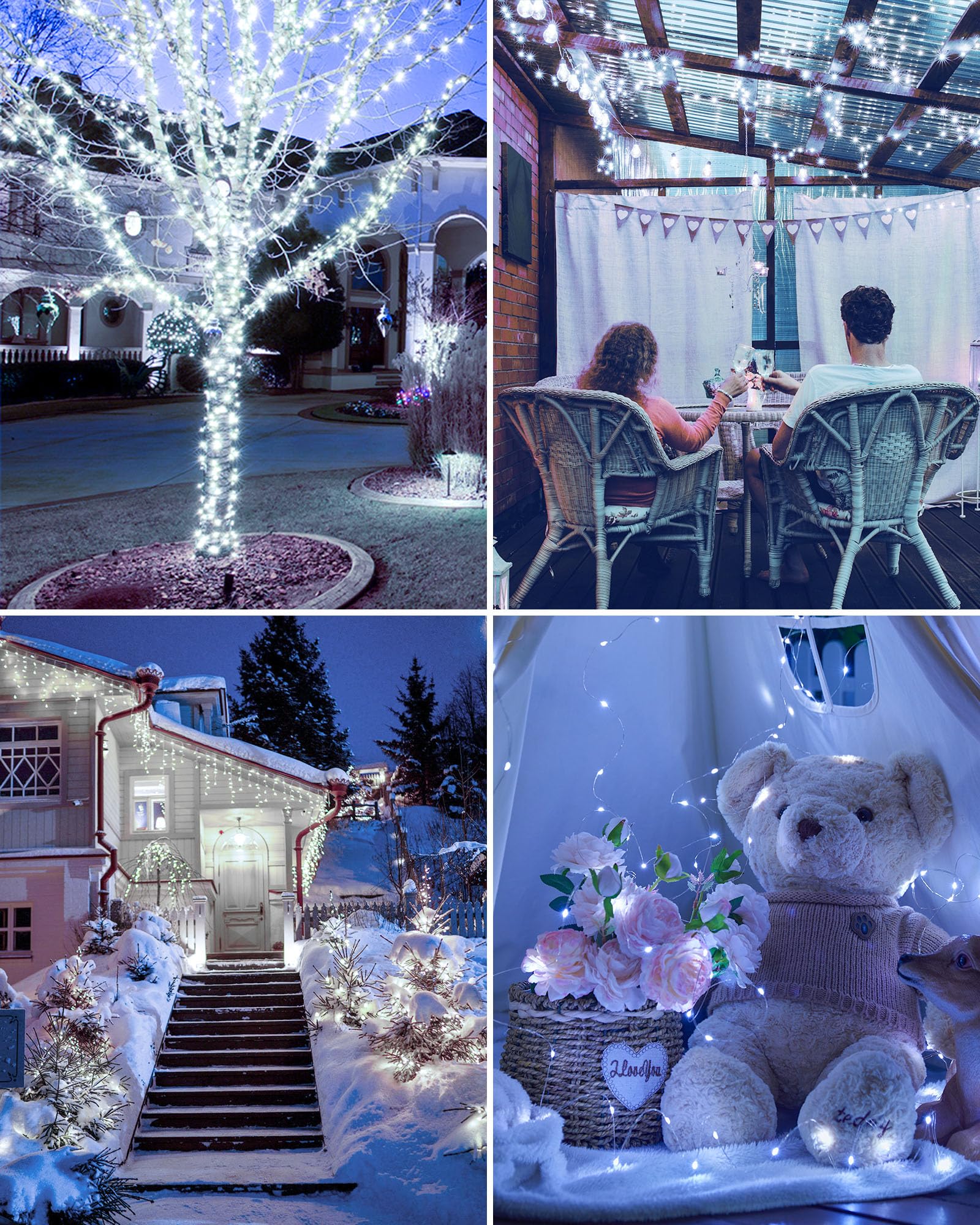 Minetom Solar String Lights For Outside, 33Ft 100 Led Outdoor Solar Fairy Lights, 8 Modes Balcony Lights For Tree Patio Christmas Party Wedding Decor (Pure White)