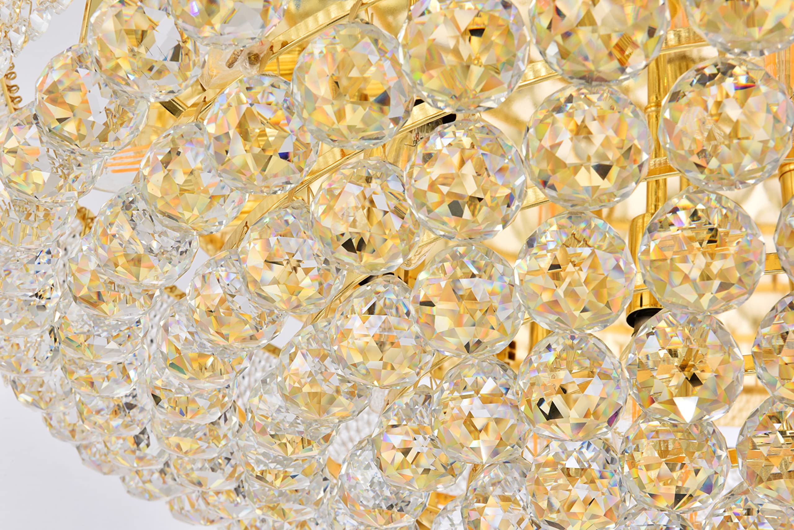 Elegant Lighting 1800F36C/Rc Royal Cut Primo 20-Light, Single-Tier Flush Mount Chandelier, Finished In Chrome With Clear Crystals