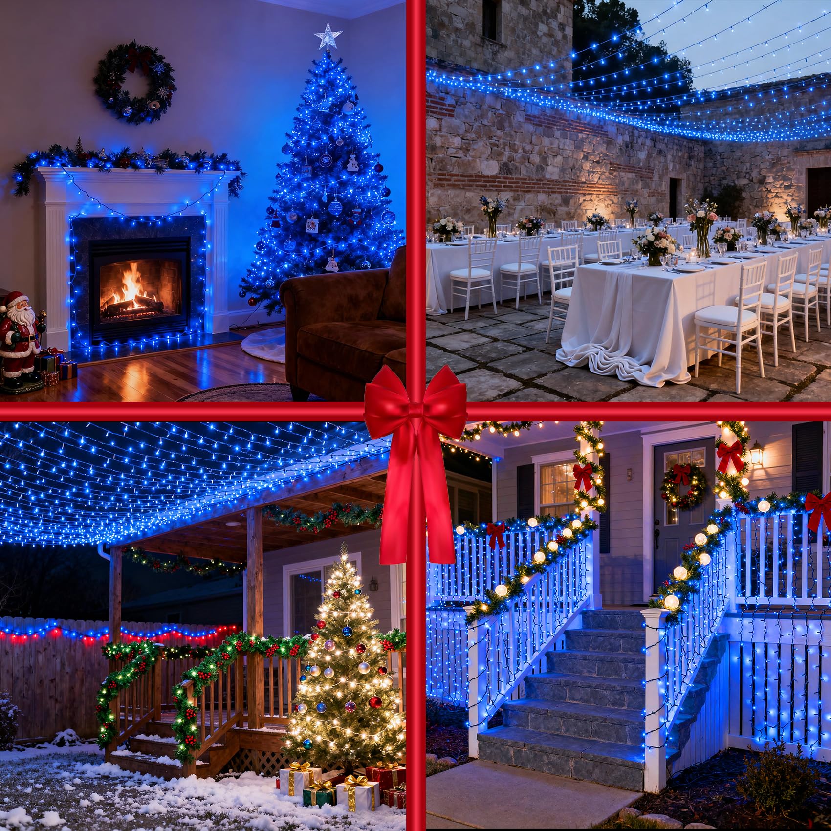 750 Led Christmas String Lights Outdoor  240Ft Twinkle Fairy Lights With Timer & Memory  12 Modes Dimmable Waterproof Tree Light For House Patio Garden Wedding Party Christmas Decororations  Blue