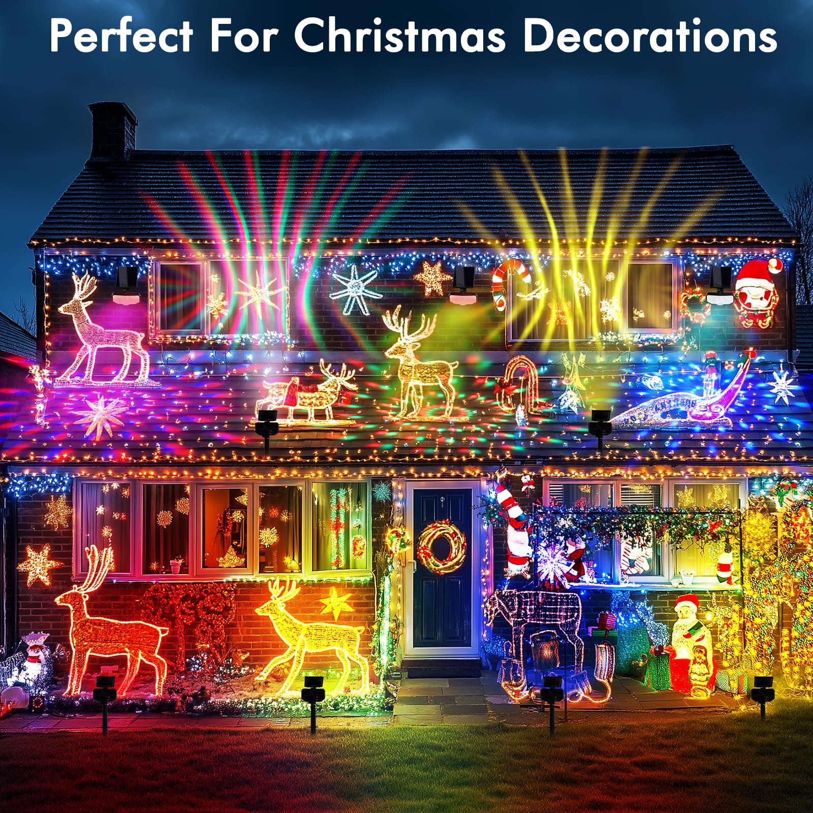 Quntis Solar Spot Lights, 25 Modes Rgb Color Changing, Waterproof Landscape Lights - 4 Pack