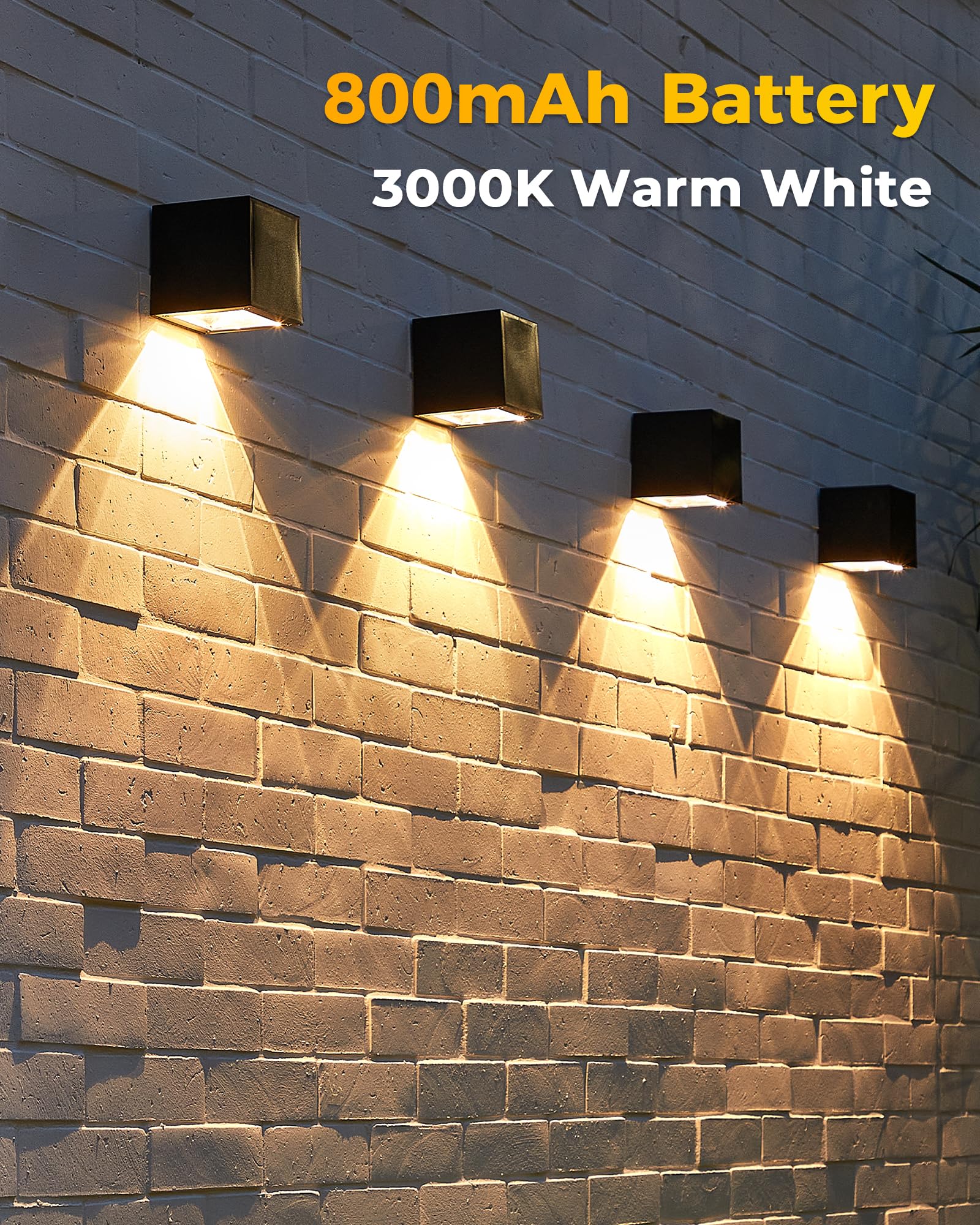 LUHLEE Solar Wall Lights - Modern IP65 Waterproof Sconce - 2Pack Black - Perfect for Outdoor House, Porch, Garden, Yard, Patio Decor