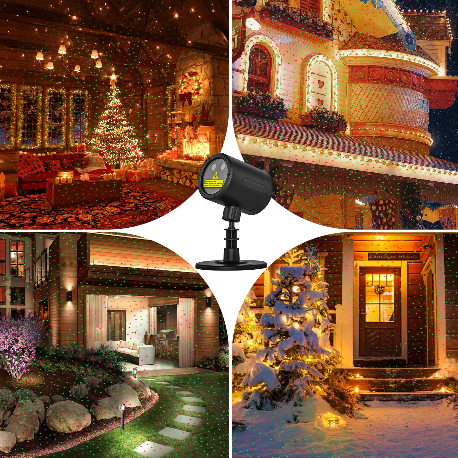 Hostreat Laser Christmas Projector Lights Outdoor, Red And Green Starry Laser Projector Light, Ip65 Waterproof, Remote Control &