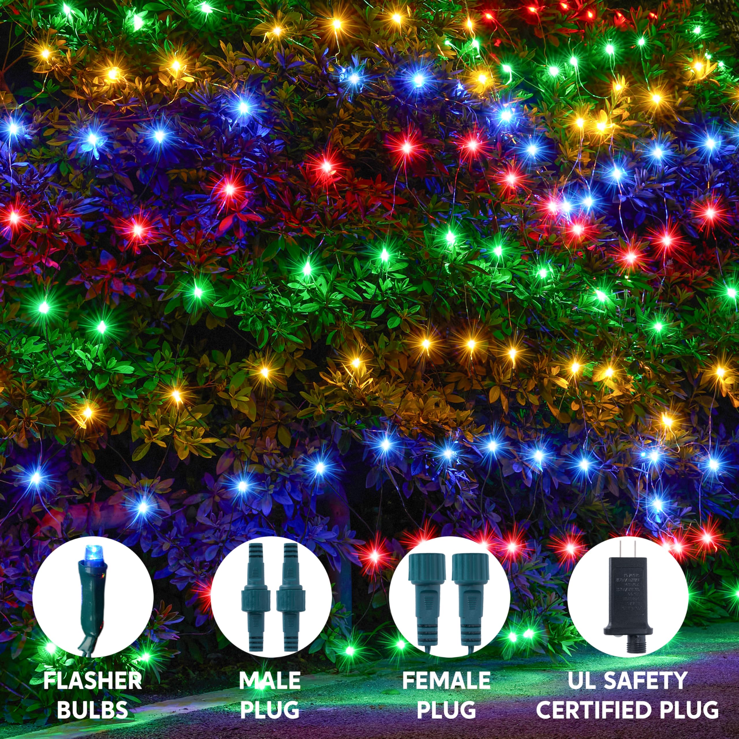 JOYIN 100 LED Christmas Net Lights, 4x6FT, Waterproof, 8 Modes, Connectable, Multicolor, Model GVLVIC30V100N-J88