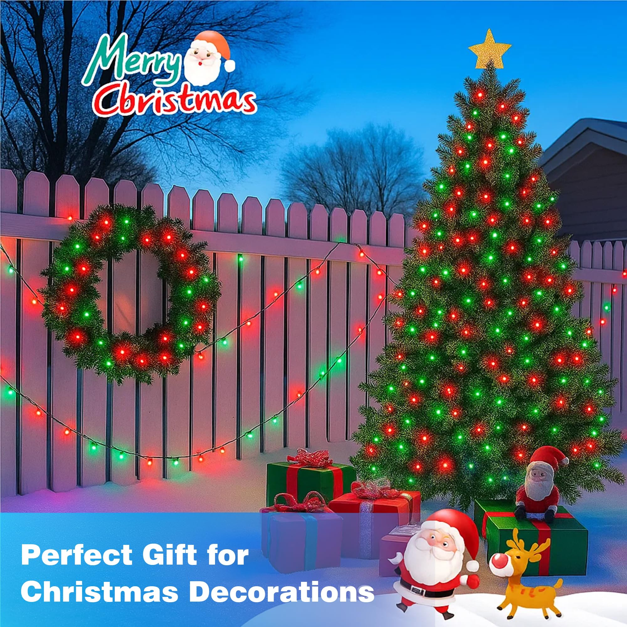 Domolli Christmas Lights 500Led 164Ft  Waterproof Christmas Tree Lights With 8 Modes  Remote Control 3 Timers & Memory Function Xmas Decorations For House And Holiday (Red And Green)