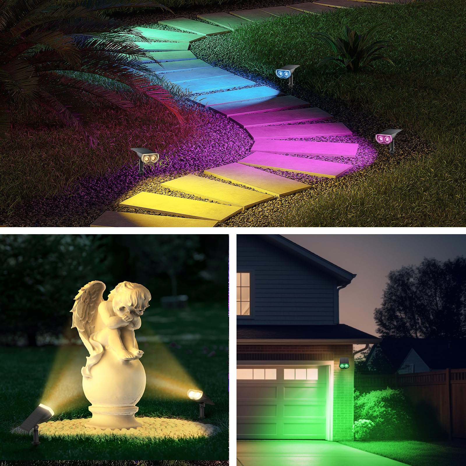 Consciot Solar Color Changing Spotlights, 7 Modes, Waterproof Ip67, 6 Pack For Outdoor Decor